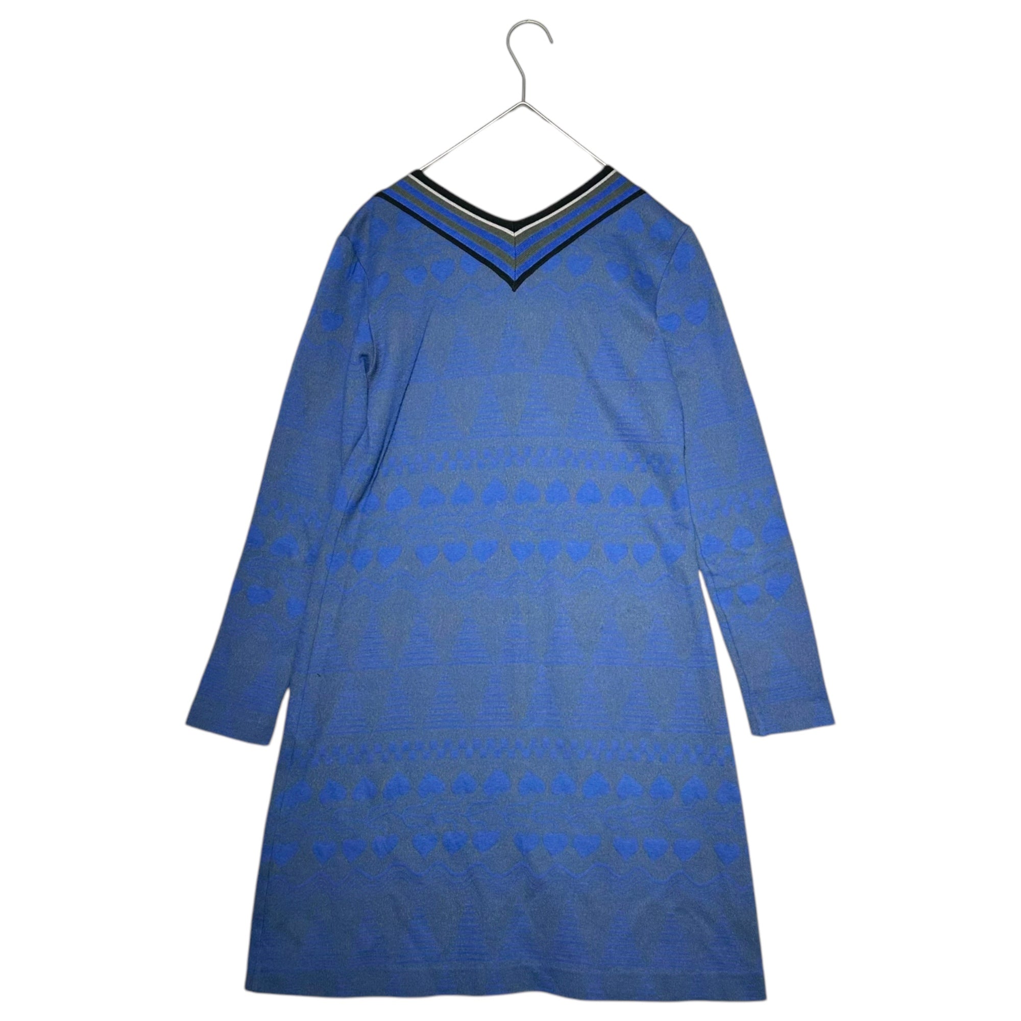 Vivienne Westwood RED LABEL(ヴィヴィアンウエストウッドレッドレーベル) Square Neck Jacquard L/S Mini Dress スクエア ネック ジャガード 長袖 ひざ丈 ワンピース 16-01-551007 2 ブルー