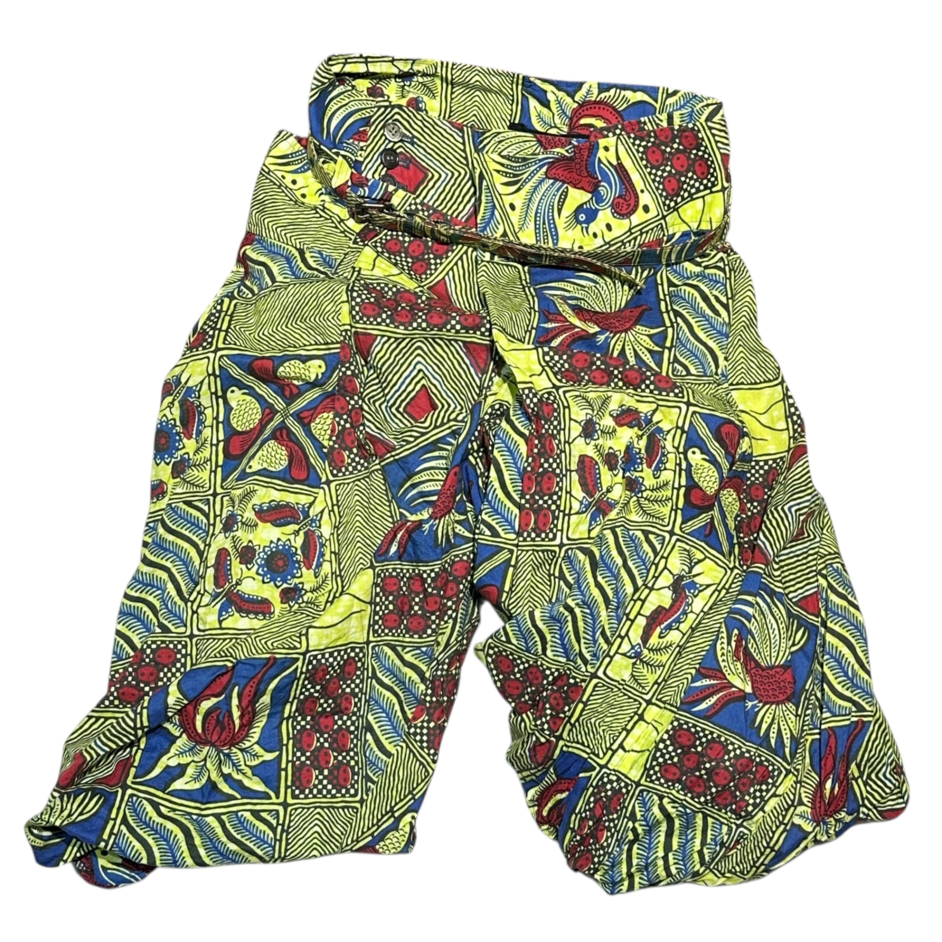 COMME des GARCONS JUNYA WATANABE(コムデギャルソンジュンヤワタナベ) 09SS All-over print layered pumpkin pants with belt 総柄 レイヤード カボチャ パンツ ベルト付 JC-P007 XS イエロー AD2008