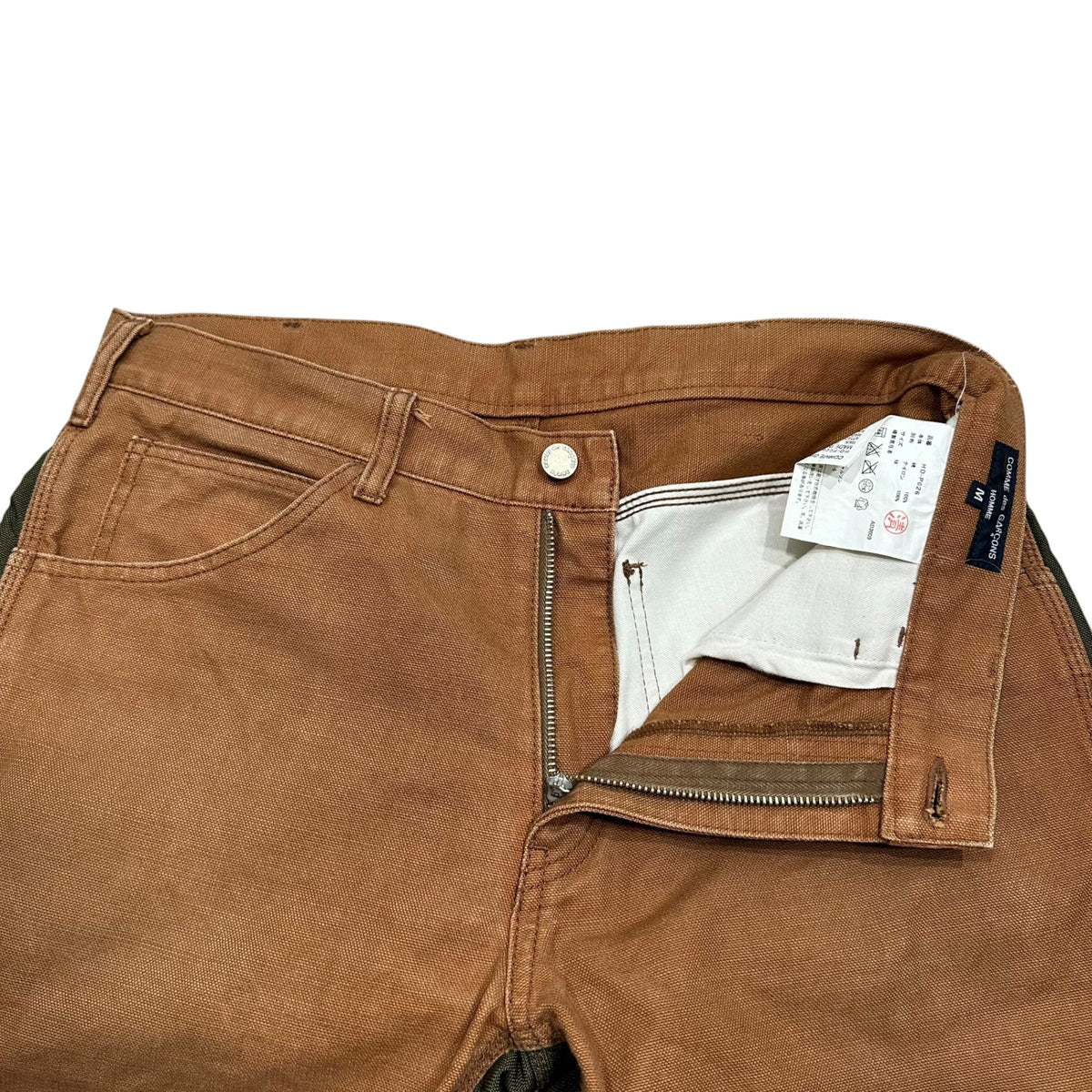 COMME des GARCONS HOMME(コムデギャルソンオム) 2009AW Nylon-panel duck canvas painter pants ナイロン 切替 ダック地 ペインター パンツ HD-P026 M ブラウン×オリーブ AD2009