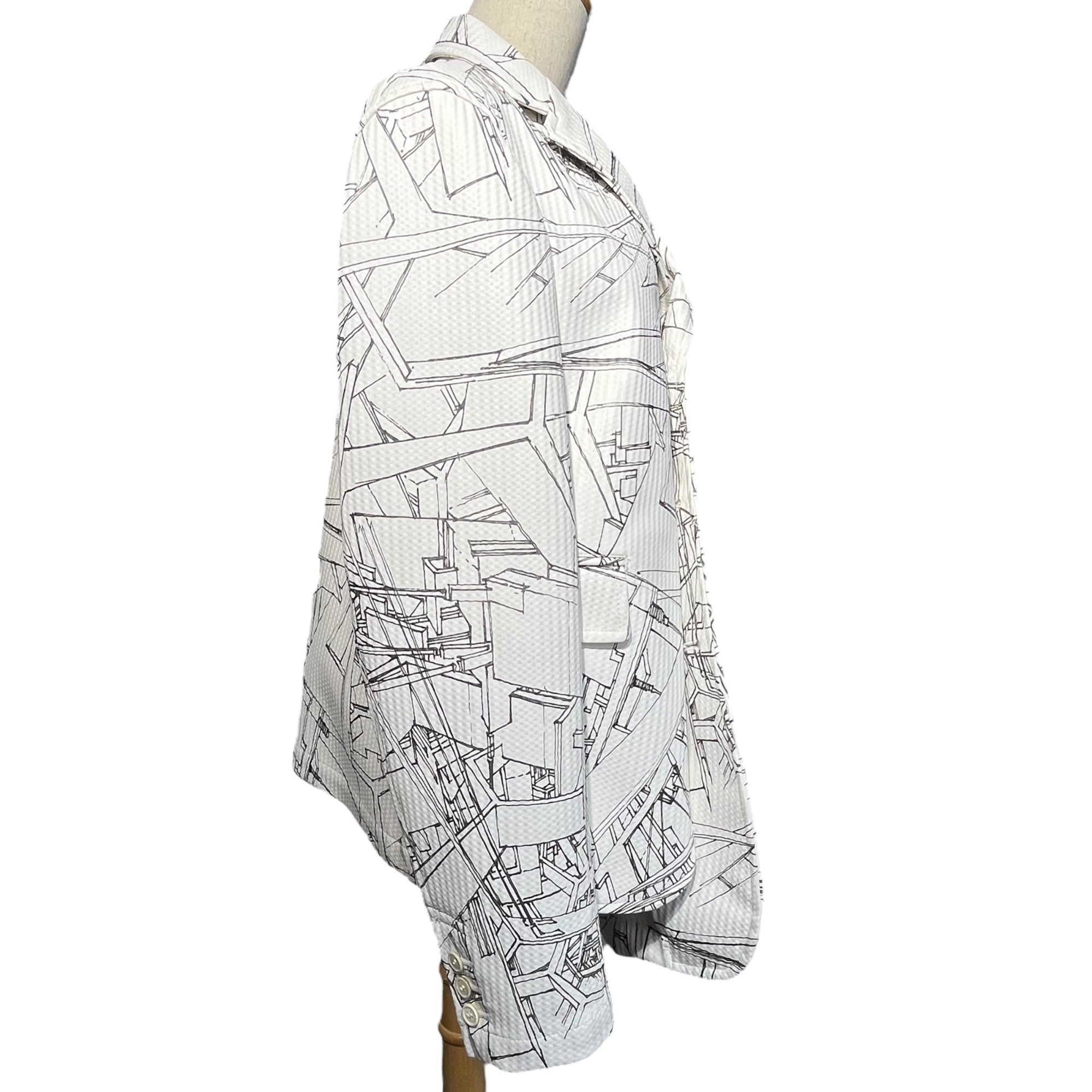 COMME des GARCONS HOMME PLUS(コムデギャルソンオムプリュス) 18AW Asymmetric graphic tailored jacket アシンメトリー グラフィック テーラード ジャケット PB-J053 S ホワイト×ブラック AD2018 White shock期