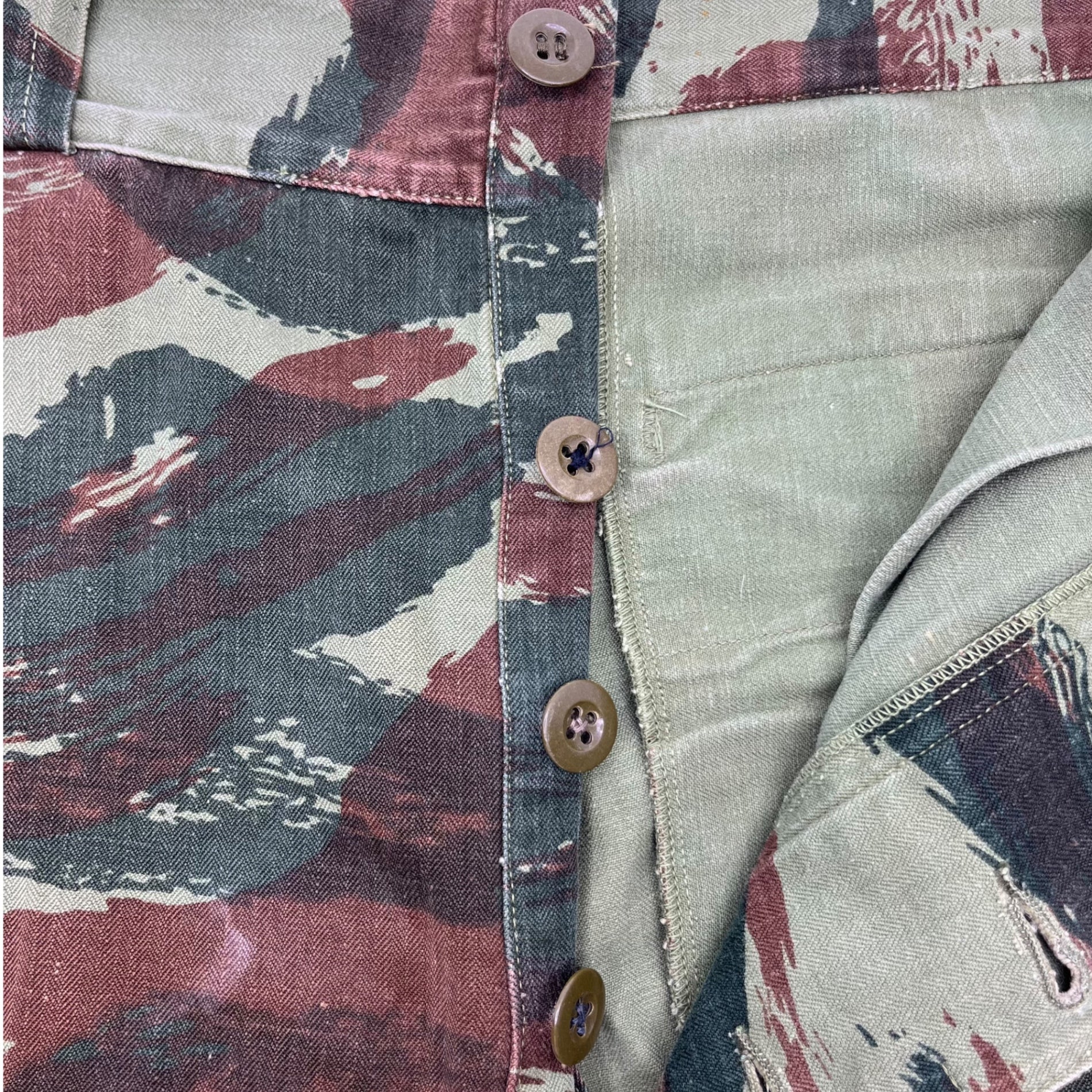 FRENCH MILITARY(フランス軍) 60's M-47 Lizard camo herringbone twill cargo pants リザードカモ ヘリンボーンツイル カーゴパンツ 11 カーキ 60年代~ ヴィンテージ フレンチミリタリー EURO