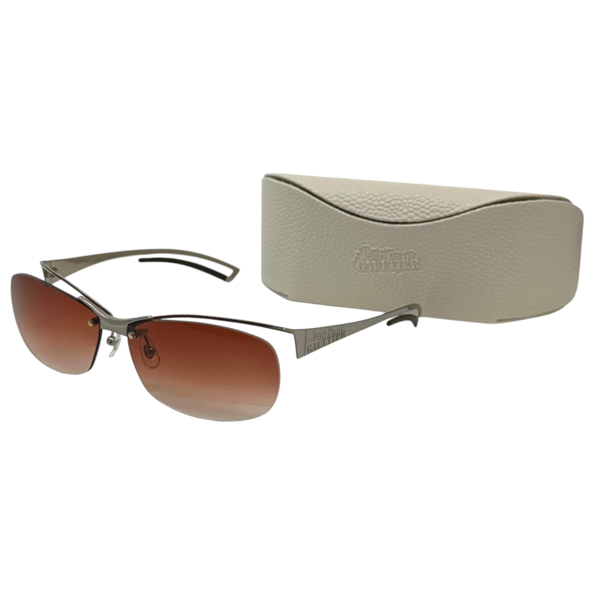 Jean Paul GAULTIER(ジャンポールゴルチエ) 00's Aluminum Design Frame Sunglasses アルミ デザイン フレーム サングラス SJP082J 62□14 シルバー 眼鏡