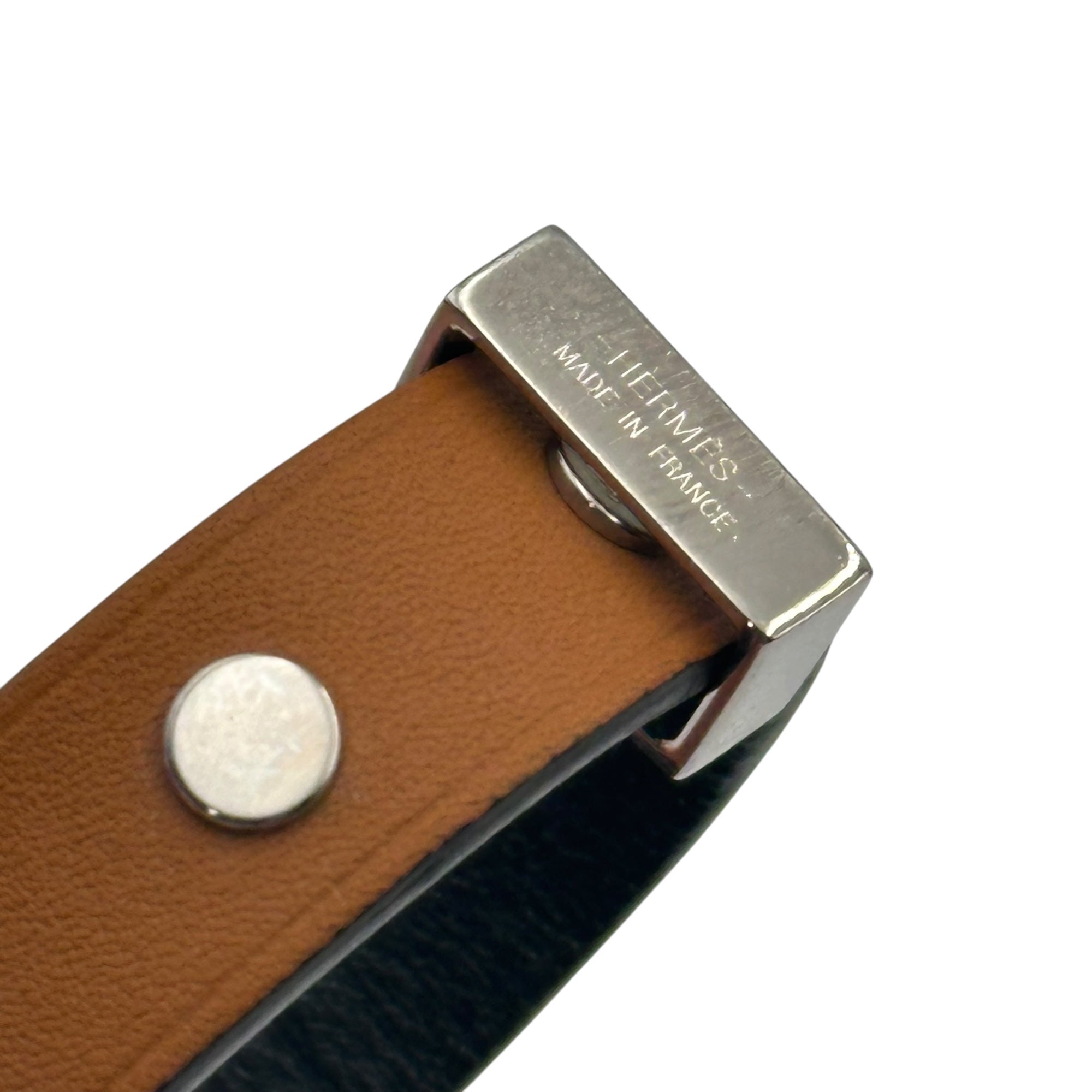 HERMES(エルメス) Mini Dog Clous Ronds Bracelet ミニ ドッグ クルーロン ブレスレット ブラック×シルバー X刻印 2016年製 レザー スタッズ