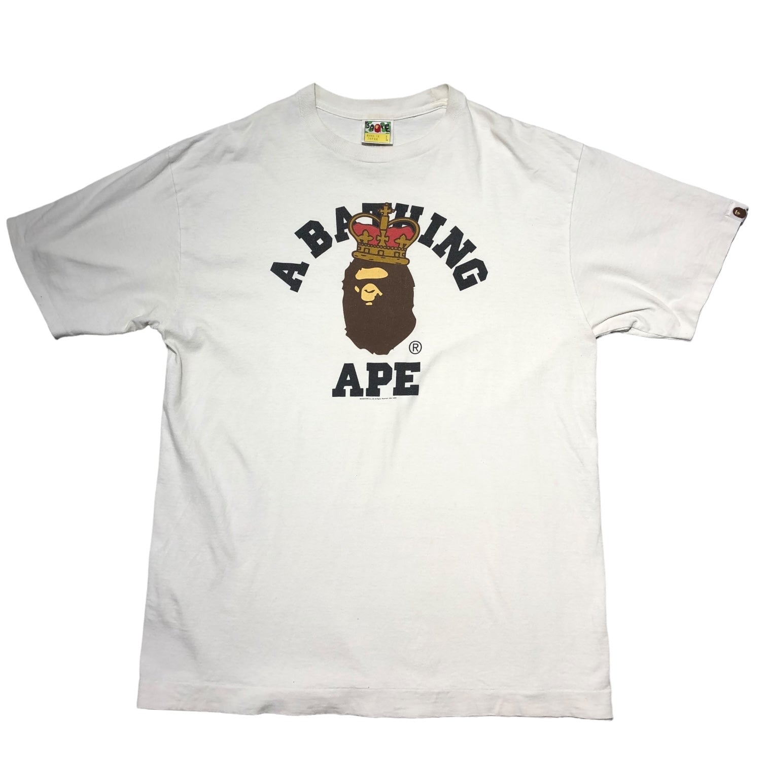 A BATHING APE(アベイシングエイプ) 09's crown monkey t-shirt 王冠 サル Tシャツ 00's L ホワイト