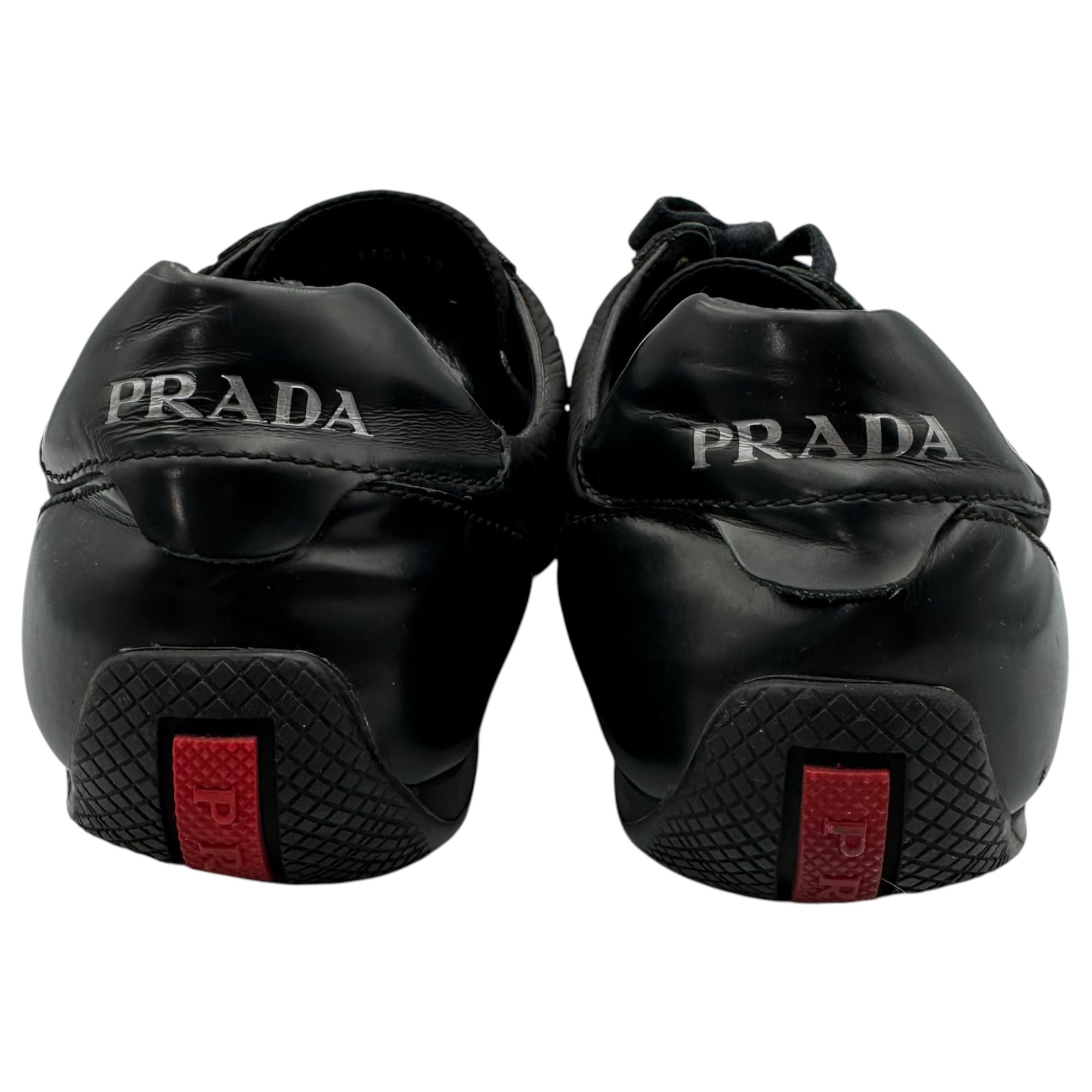 PRADA SPORT(プラダスポーツ) Low-Profile Nylon Leather Sneakers 薄底 ナイロン レザー スニーカー 4703 38(24.5cm程度) ブラック