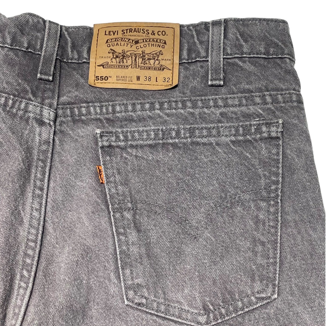 Levi's(リーバイス) 90’s 550 tapered denim pants テーパード デニム パンツ W38 L32 グレー 90年代 585 先染め オレンジタブ ヴィンテージ