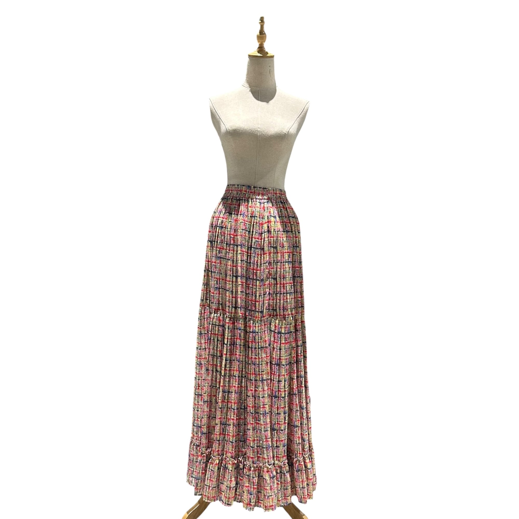 sov.(ソブダブルスタンダードクロージング) All-Over Print Pleated Long Maxi Skirt 総柄 プリーツ ロング マキシ スカート 0502-021-251A 38 マルチカラー