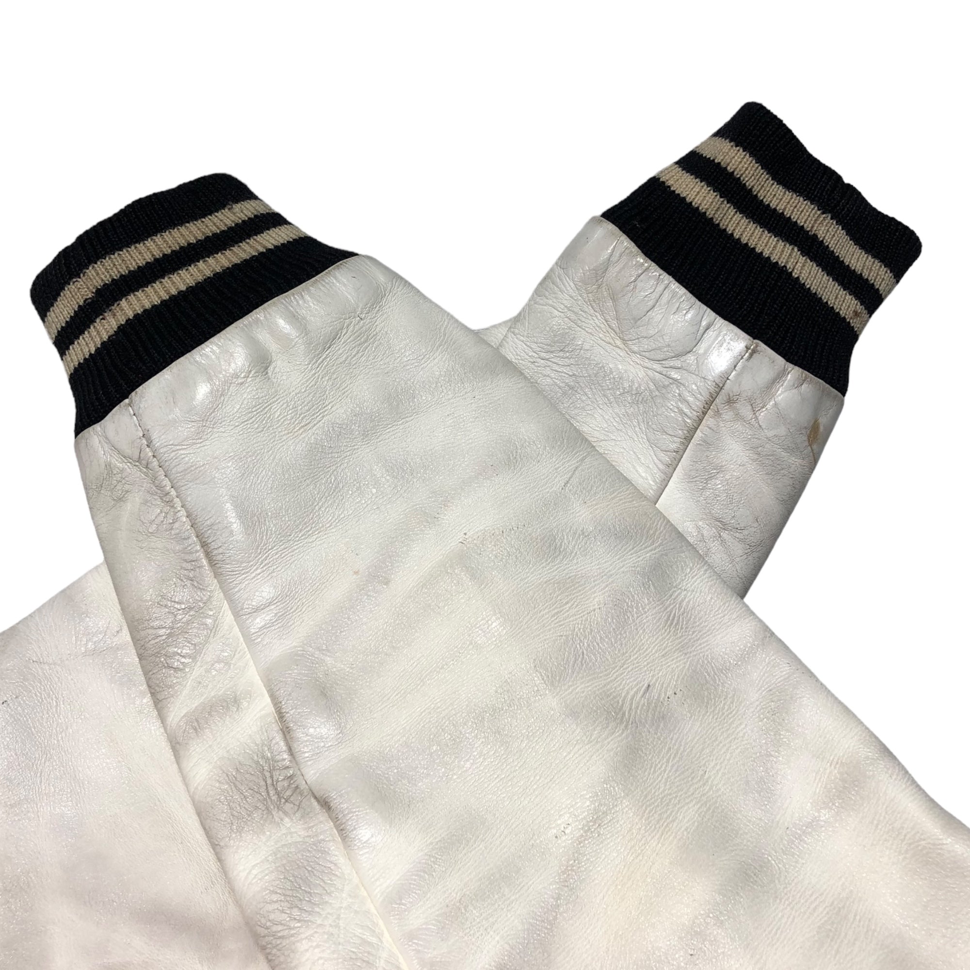 NELSON'S(ネルソンズ) 80's FOOTBALL STUDIUM JAMPER 80年代 フットボール スタジャン 袖レザー 44 レッド×ホワイト