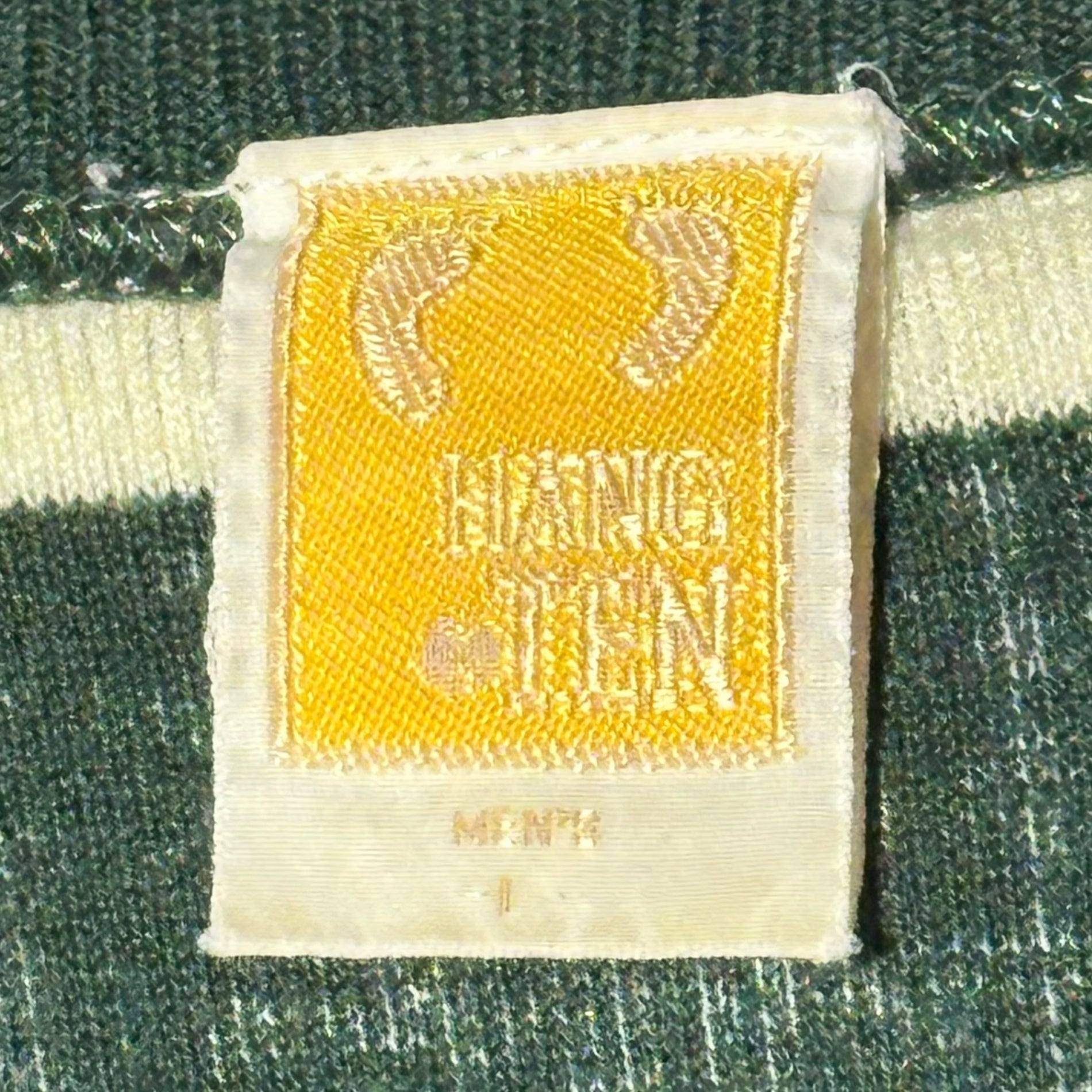 HANG TEN(ハンテン) 70's USA made Border Velour Logo Embroidered Sweatshirt ボーダー ベロア ロゴ 刺繍 スウェット L グリーン×ブルー×ホワイト 70年代~ USA製 オールドサーフ