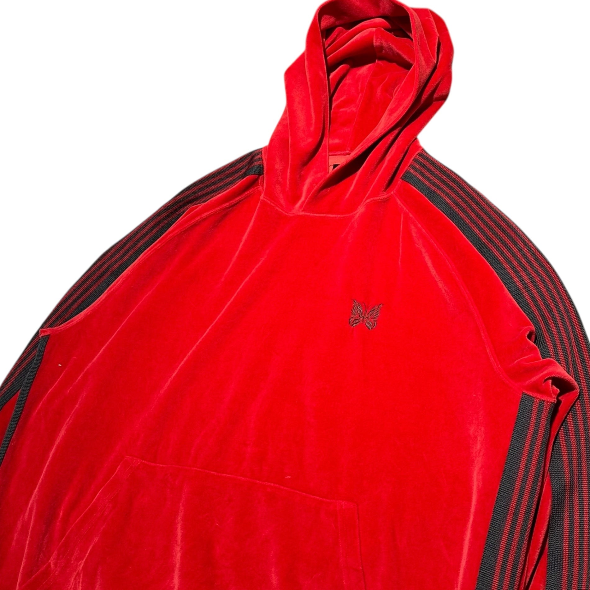 NEEDLES(ニードルズ) TRACK HOODY C/PE VELOUR トラック フーディ ベロア パーカー NS252 XL レッド