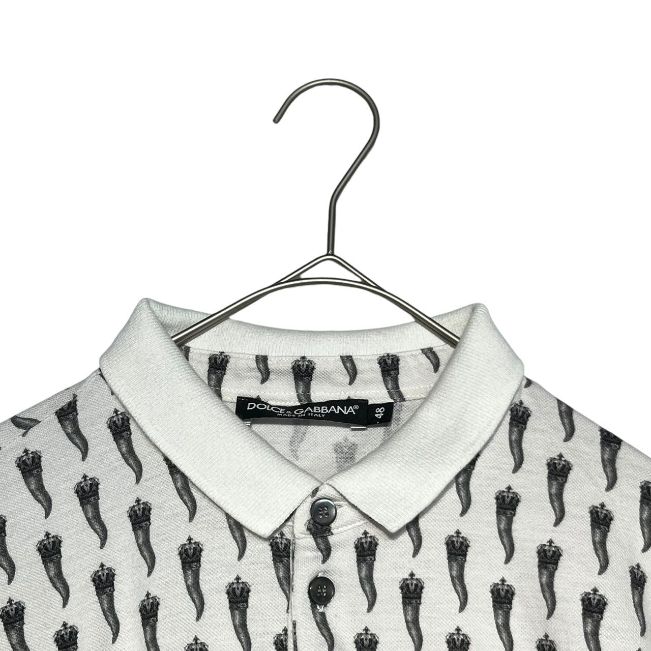 DOLCE&GABBANA(ドルチェ&ガッバーナドルガバ) 総柄 グラフィック ポロシャツ 48 ホワイト