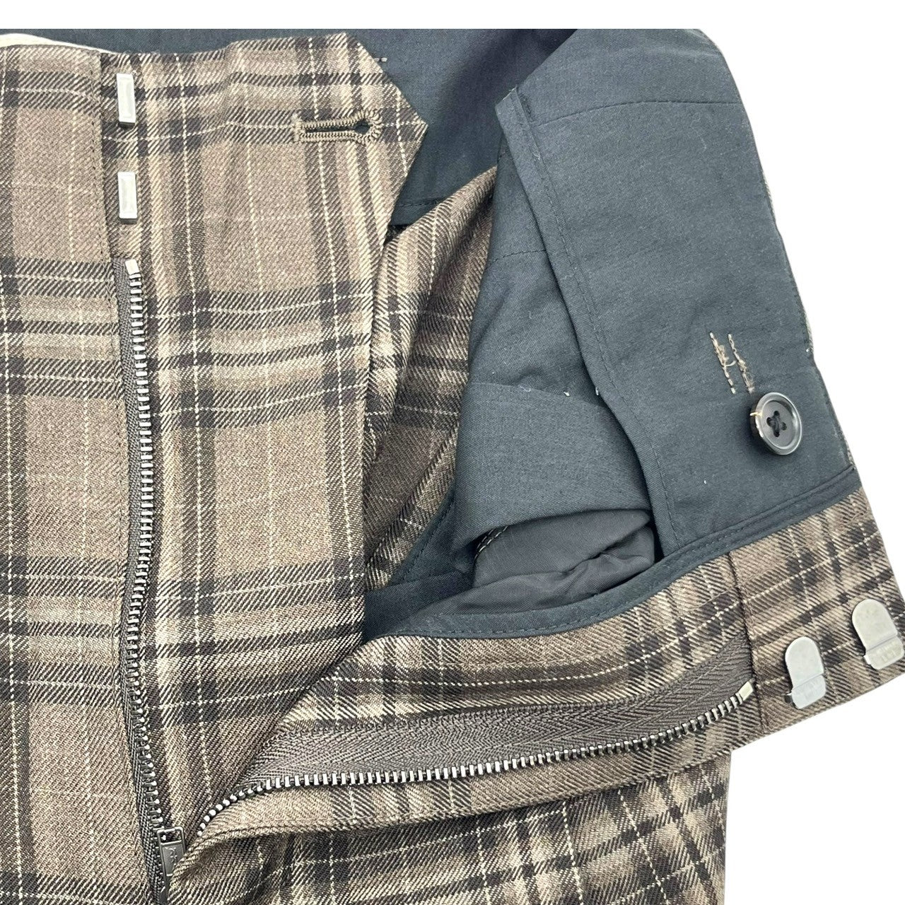 MARGARET HOWELL(マーガレットハウエル) 21AW TONAL CHECK WOOL SLACKS トーンチェック ウール スラックス 578-1243003 1(S) ブラウン 参考定価57,200円(税込)