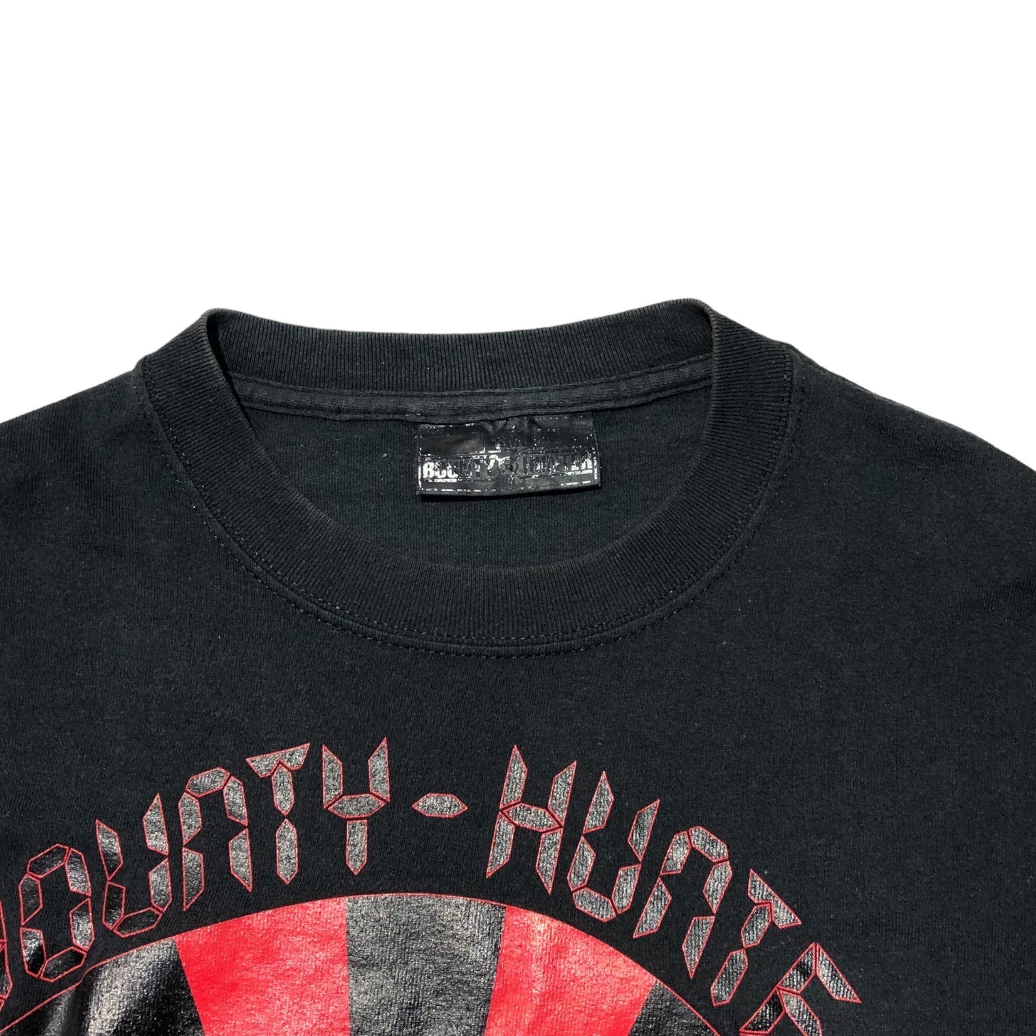 BOUNTY HUNTER(バウンティーハンター) mohawk helmet skull t-shirt モヒカンヘルメットスカルTシャツ 印字消え(S程度) ブラック×レッド