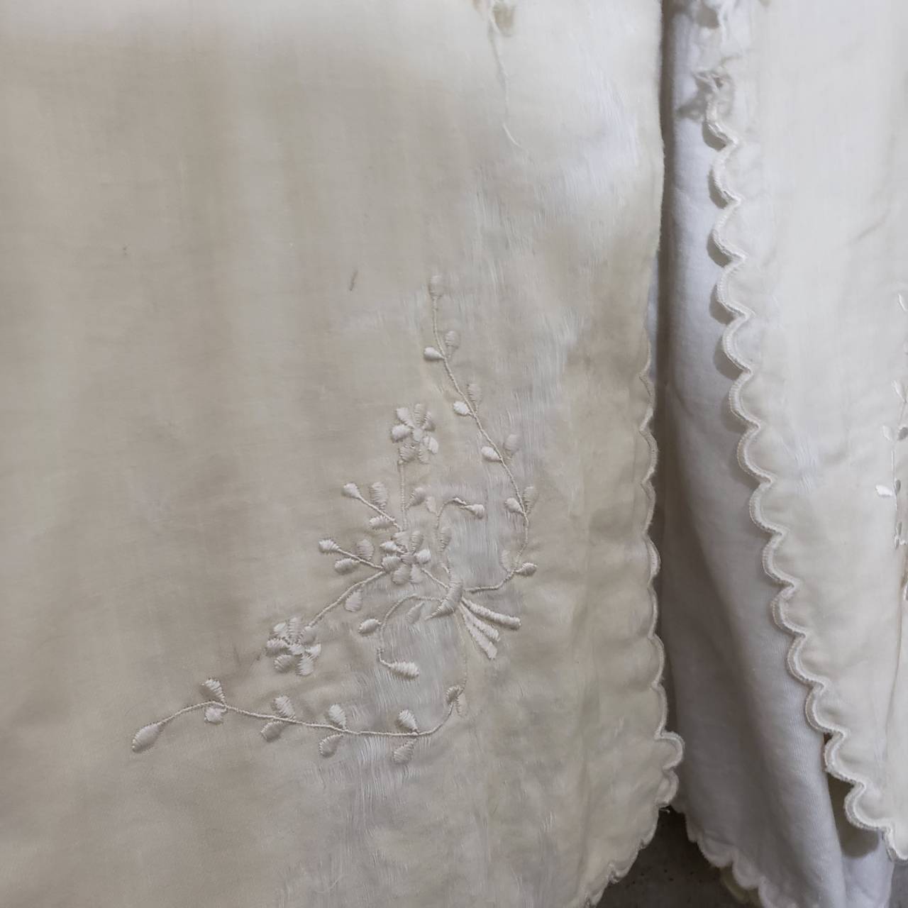 VINTAGE(ヴィンテージ) 50~'sフラワーステッチケープ 表記なし(FREE) アイボリー