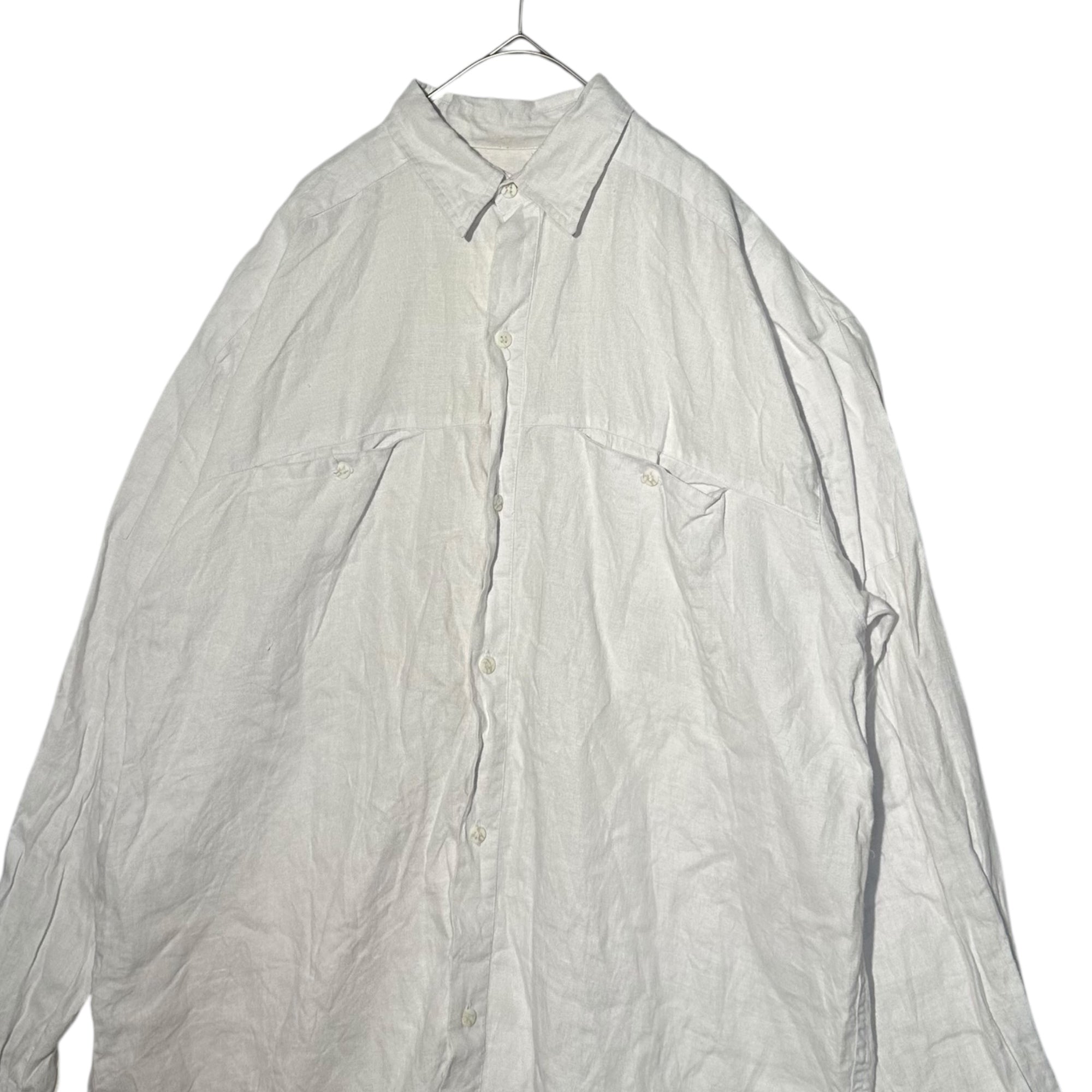 GOOUCH(グーチ) Wide silhouette long-sleeved linen shirt ワイド シルエット 長袖 リネン シャツ S ホワイト