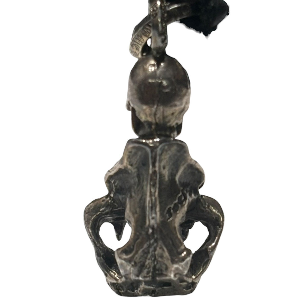 CHROME HEARTS(クロムハーツ) FOTI BUFORD & LEATHER BRAID フォティ ビュフォード スカル ペンダント & レザー ブレード 革紐 シルバー×ブラック コラボ