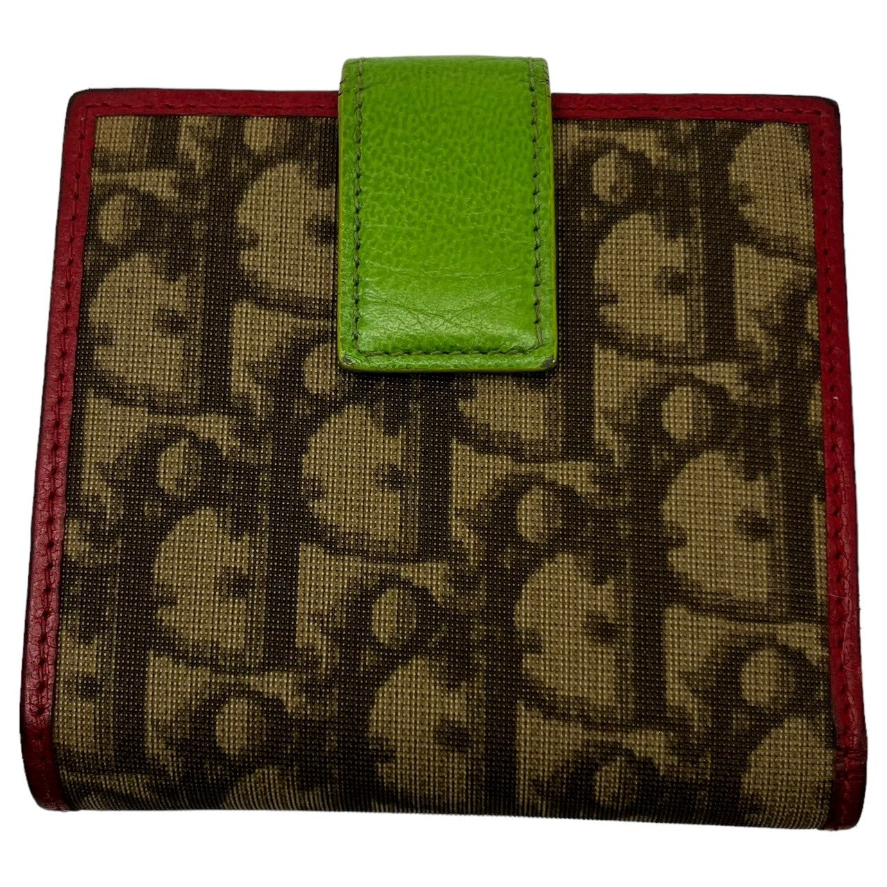 Christian Dior(クリスチャンディオール) トロッター ミニ財布 2つ折り財布 ベージュ レッド×グリーン×イエロー ラスタカラー