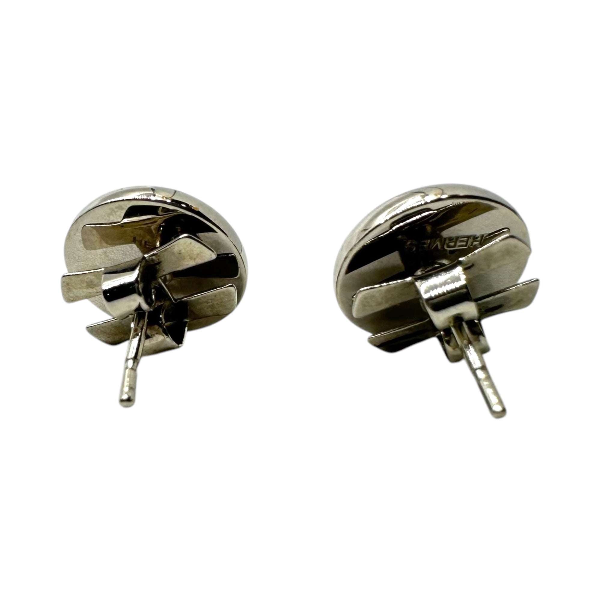 HERMES(エルメス) Eclipse Pierced Earrings エクリプス ピアス 両耳 シルバー×ホワイト 箱付