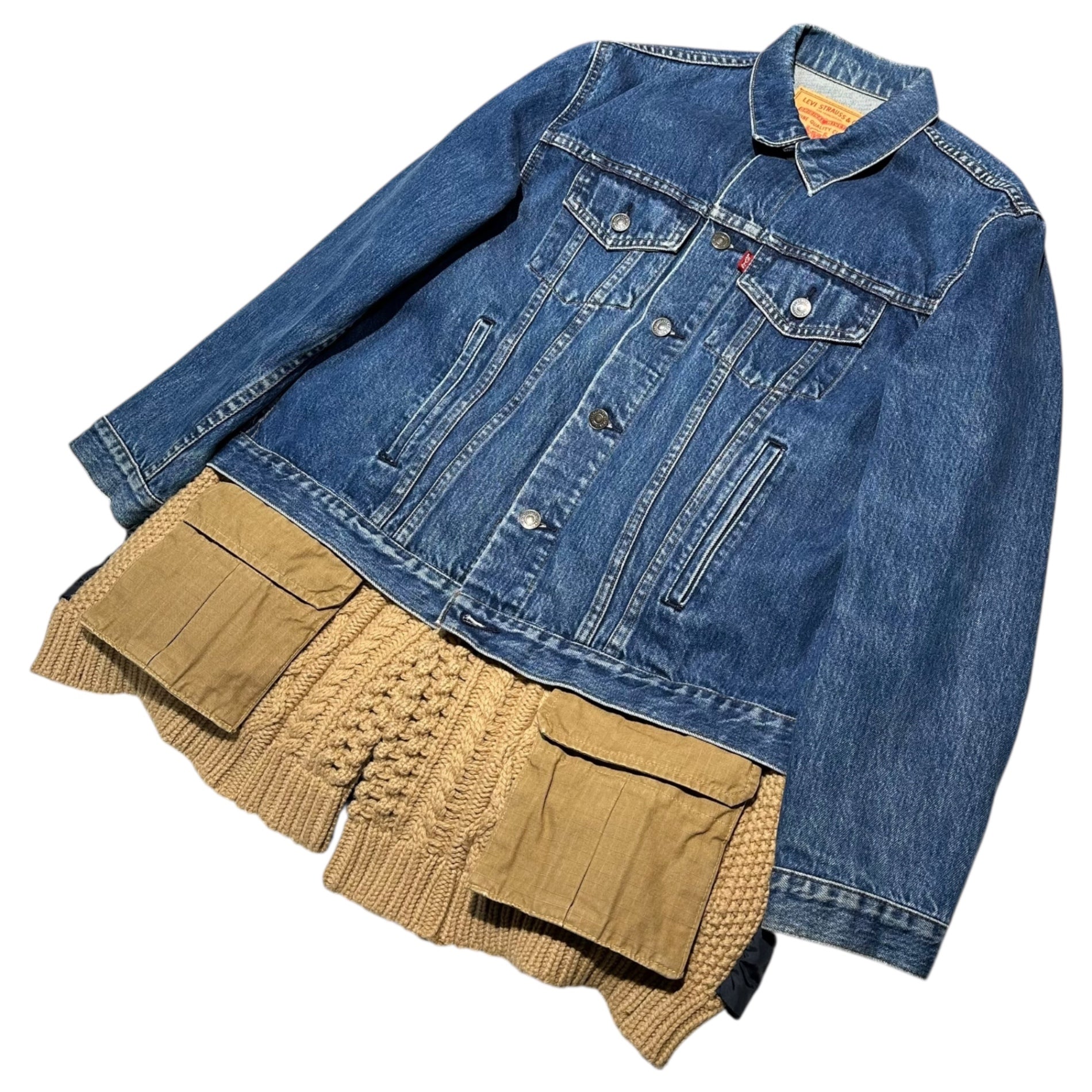 UNDERCOVER × Levi's(アンダーカバー × リーバイス) 22AW Hybrid Tracker Down Jacket Indigo ハイブリッド トラッカー ダウン ジャケット UC2B9201 M インディゴ×ベージュ×ブラック ヴィンテージ加工