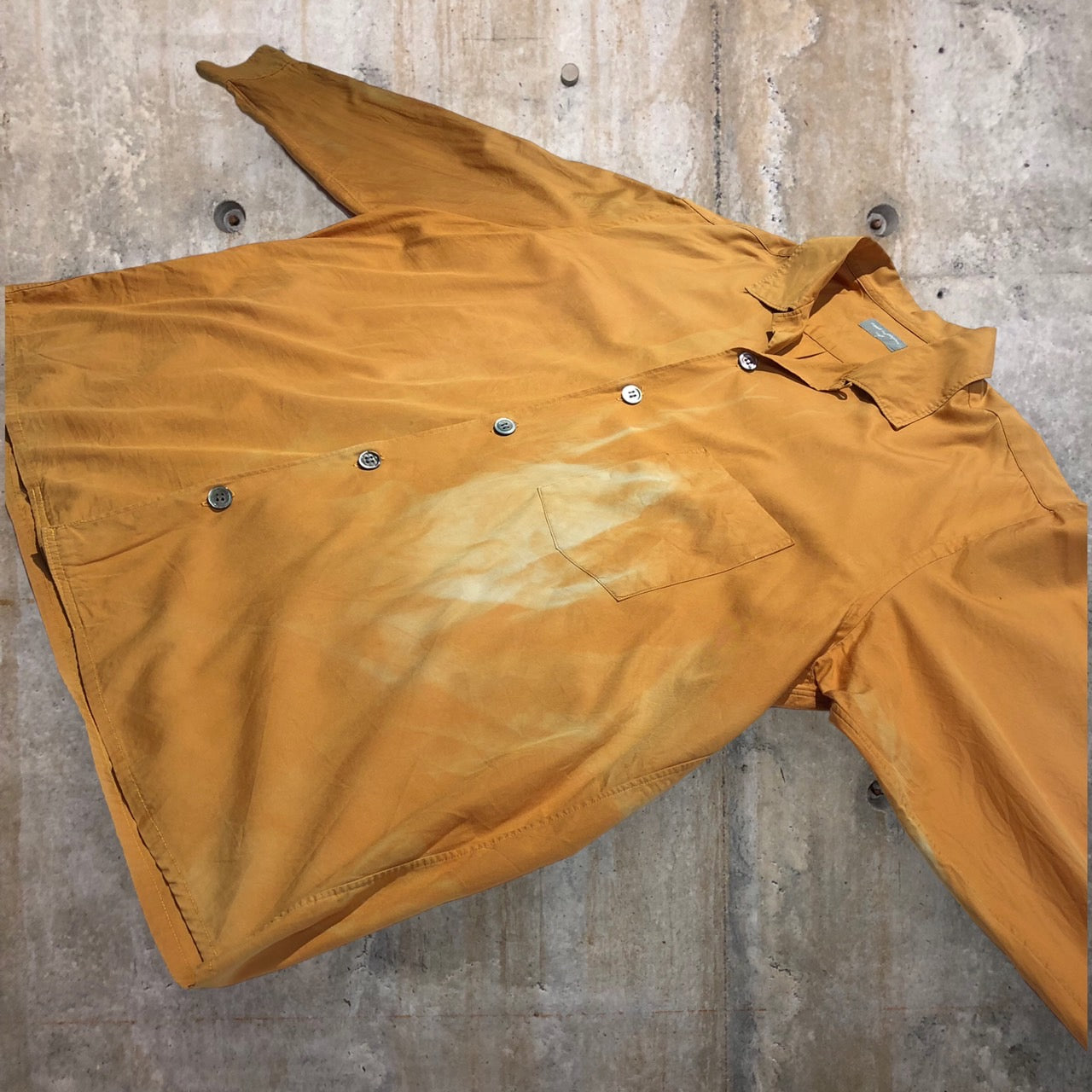 COMME des GARCONS HOMME(コムデギャルソンオム) 90'sブリーチ加工オープンカラーシャツ 表記なし(M程度) オレンジ 田中オム