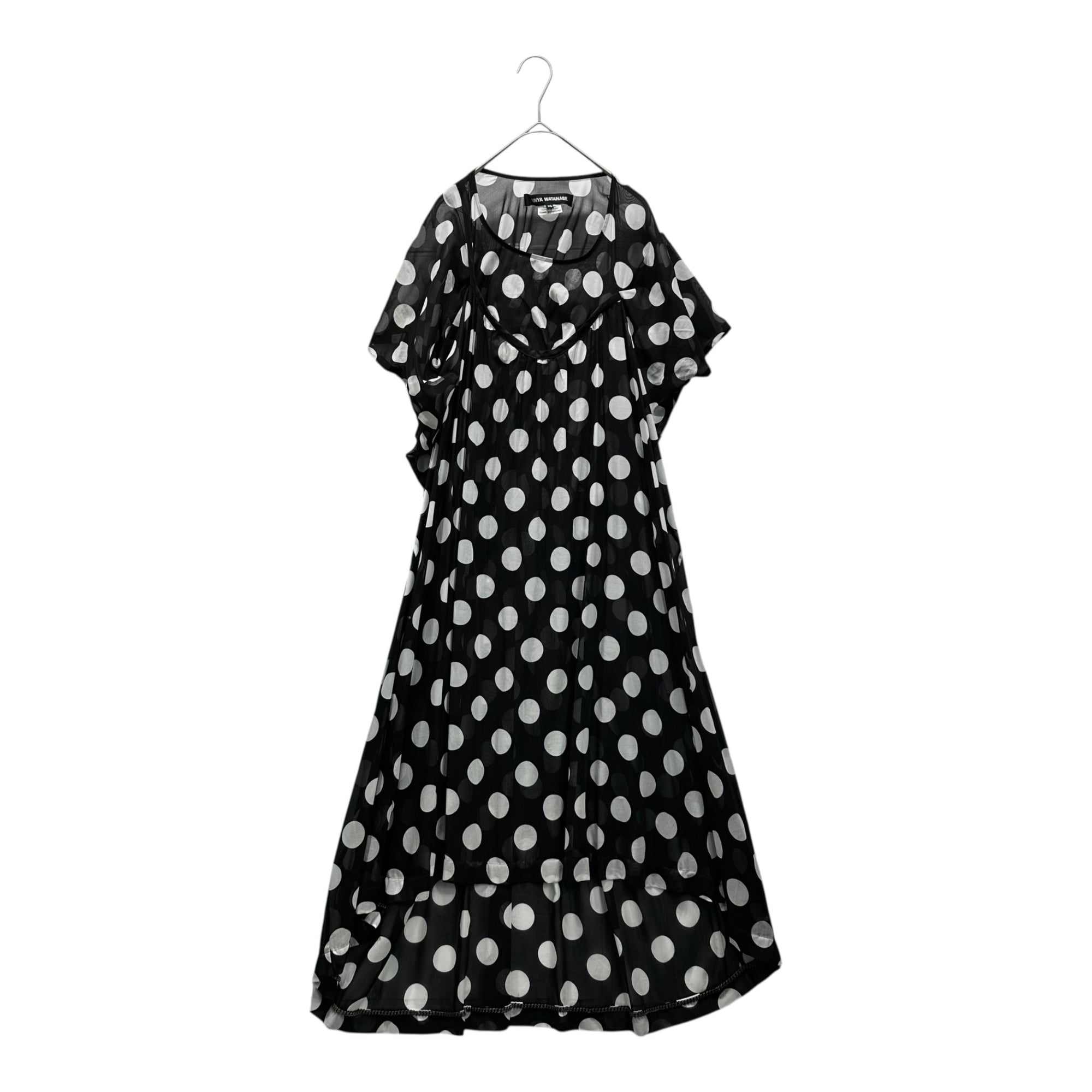 JUNYA WATANABE COMME des GARCONS(ジュンヤワタナベコムデギャルソン) 22SS Hem Chain Dot Sheer Layered Sleeveless Dress 裾チェーン ドット シアー レイヤード ノースリーブ ワンピース JI-O044 XS ブラック×ホワイト