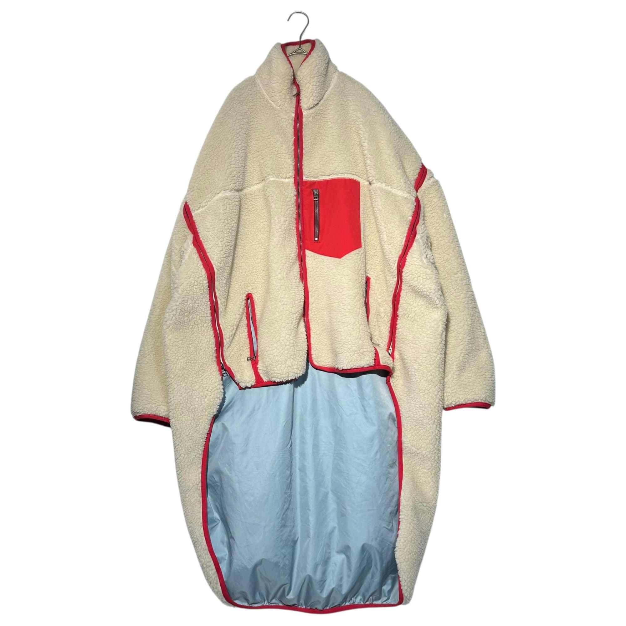 FACETASM(ファセッタズム) 21AW HIGH-LOW FLEECE ZIPPER JACKET ハイ ロー フリース ジッパー ジャケット CSW-JK-M03 4(M) アイボリー×レッド