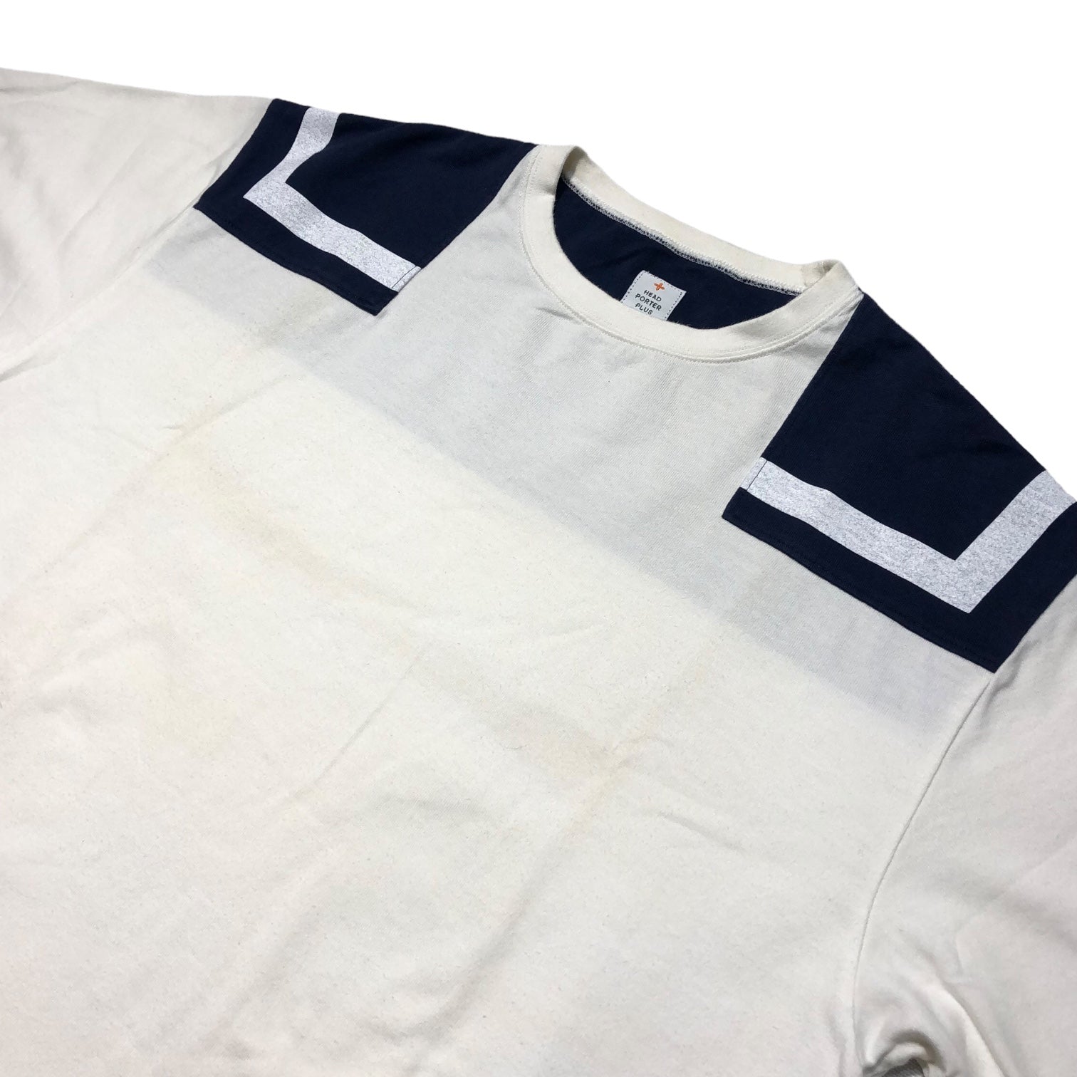 HEAD PORTER PLUS(ヘッドポータープラス) Switching border TEE 切替ボーダーTEE M ホワイト×ネイビー