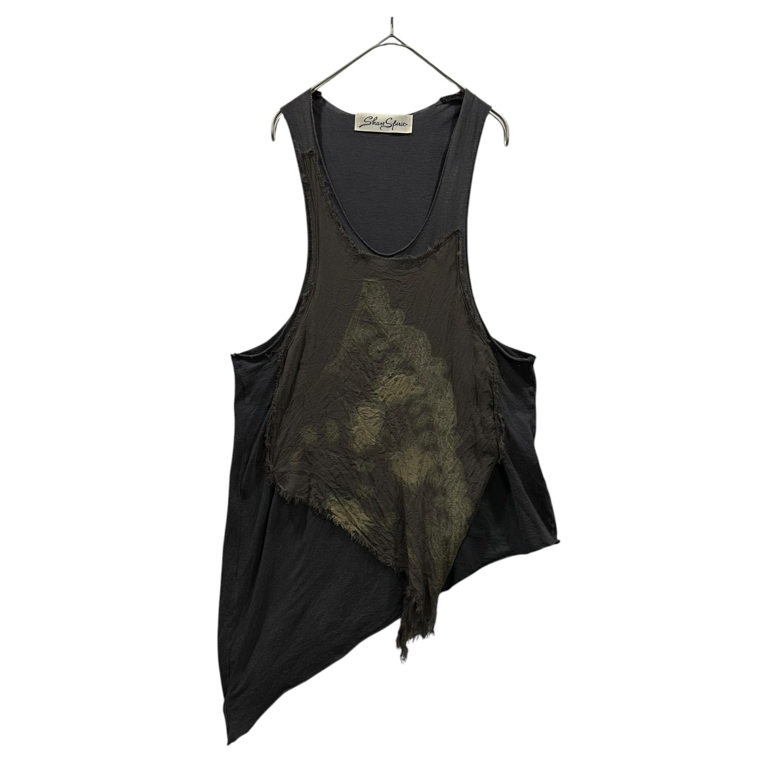 SHARE SPIRIT(シェアースピリット) All-Over-Pattern Tencel Sleeveless Cut-and-Sewn 総柄 テンセル ノースリーブ カットソー 38 ブラック×グレー 男性着用可能