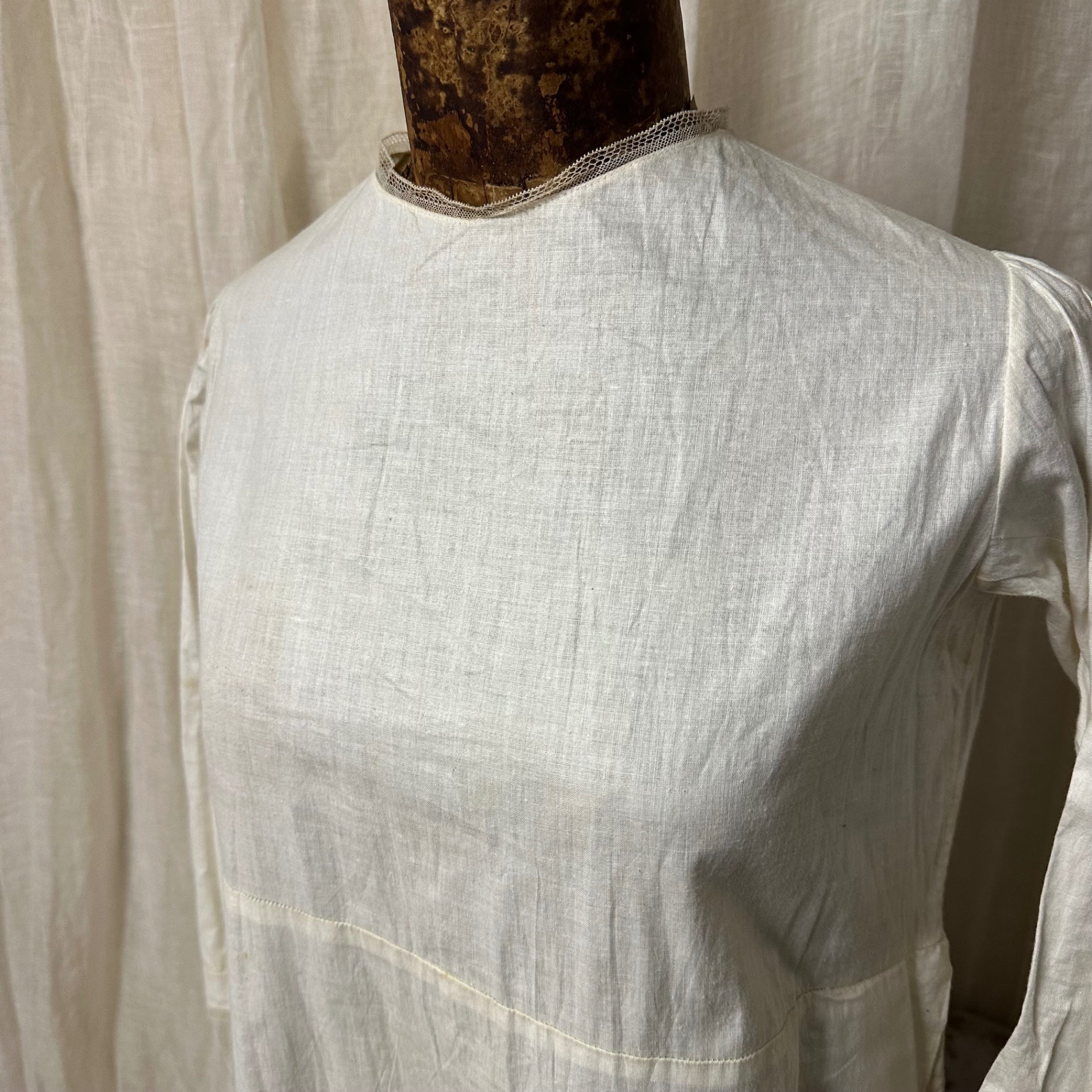 Euro Vintage(ヨーロッパヴィンテージ) Innocence_50's~ cotton lace long plain dress/コットンレースロング無地ワンピース 表記なし(Mサイズ程度) ベージュ