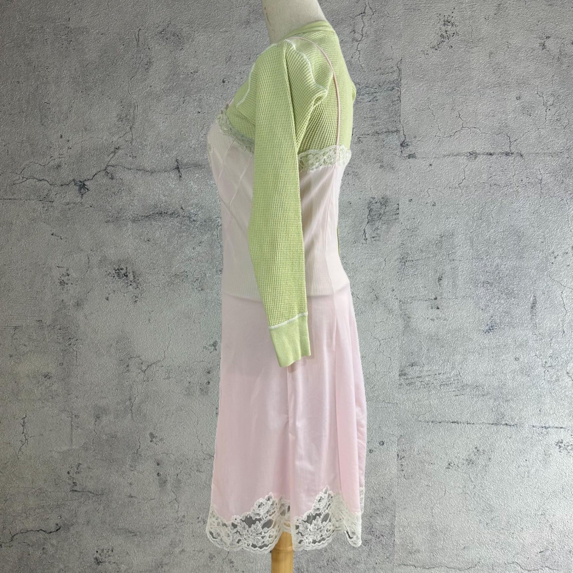 VINTAGE(ヴィンテージ) J.E MORGAN waffle thermal tops ワッフル生地サーマルカットソー 34-36 グリーン