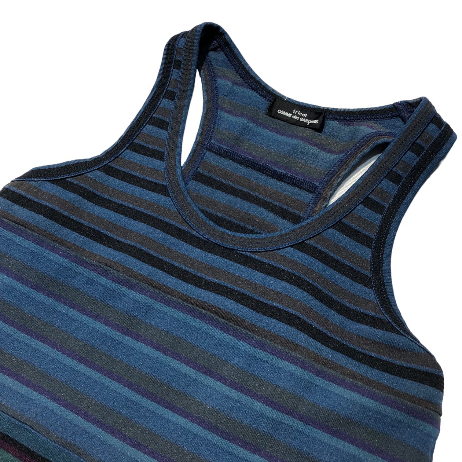 tricot COMME des GARCONS(トリココムデギャルソン) 03SS multi border tank top マルチ ボーダー タンクトップ TJ-T054 表記無し(S程度) ダークブルー ノースリーブ カットソー