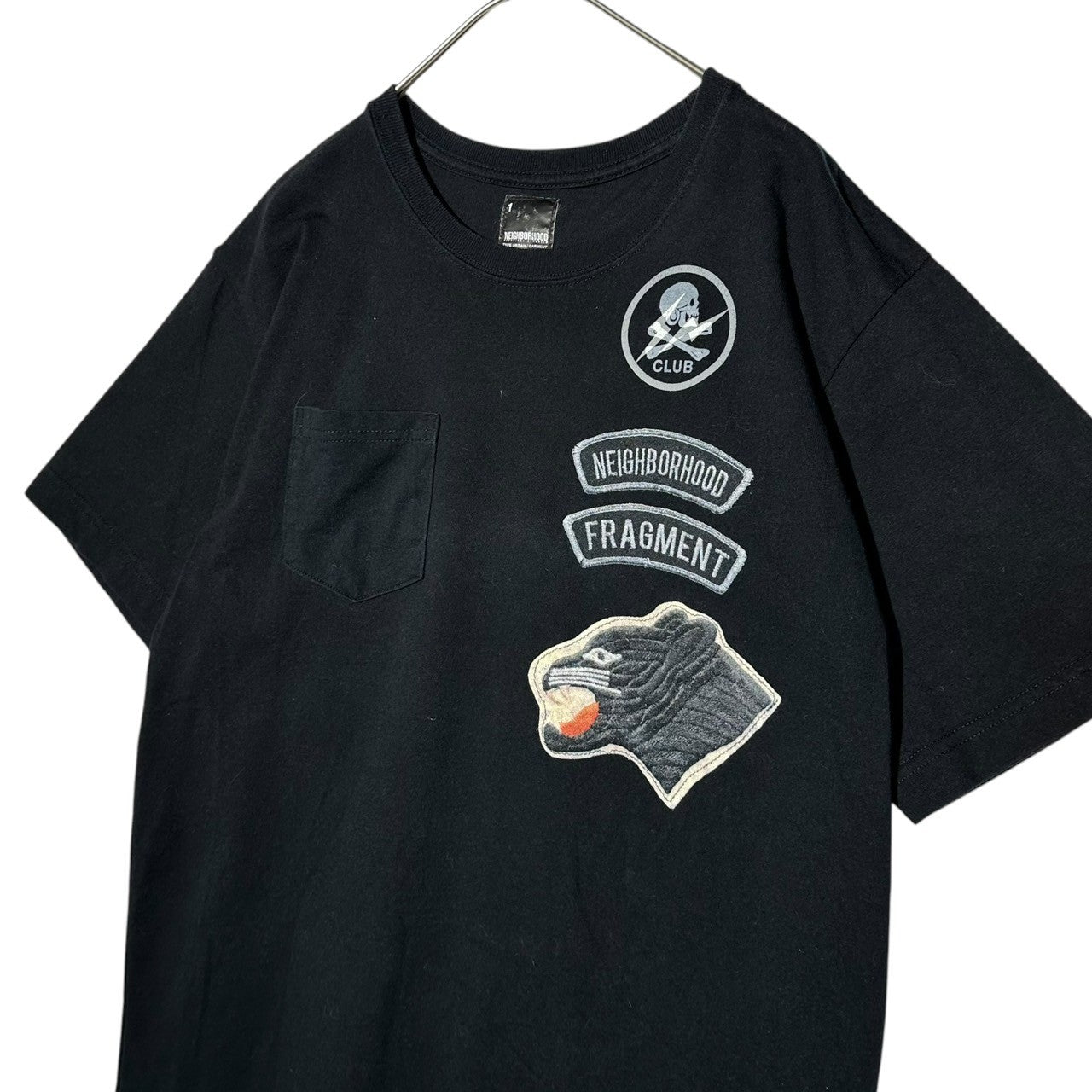 NEIGHBORHOOD × FRAGMENT DESIGN(ネイバーフッド×フラグメントデザイン) 00's patch print T-shirt ワッペンプリント Tシャツ 1(S程度) ブラック