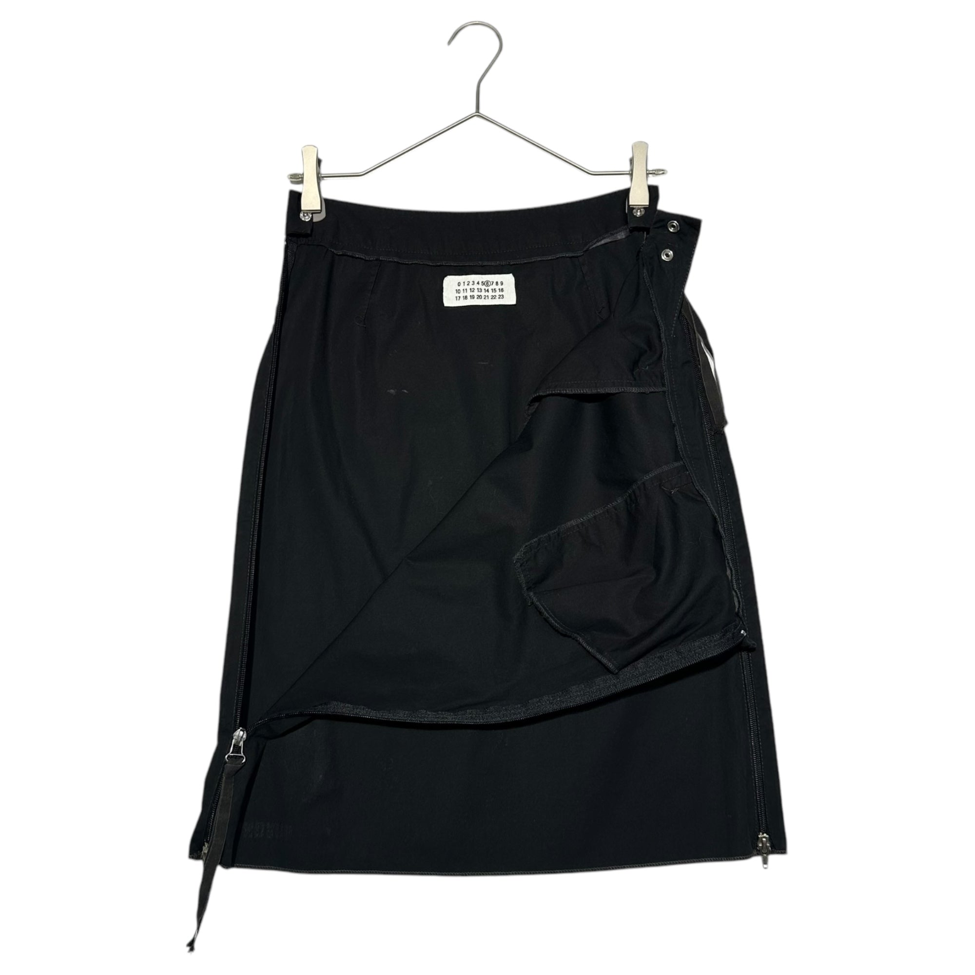 Maison Martin Margiela(メゾン マルタンマルジェラ) 01SS ⑥ Archive side-zip cotton knee-length skirt アーカイブ サイドジップ コットン ひざ丈 スカート 32 N045 38(M程度) ネイビー 00's 本人期 STANDARD ここのえ mm6