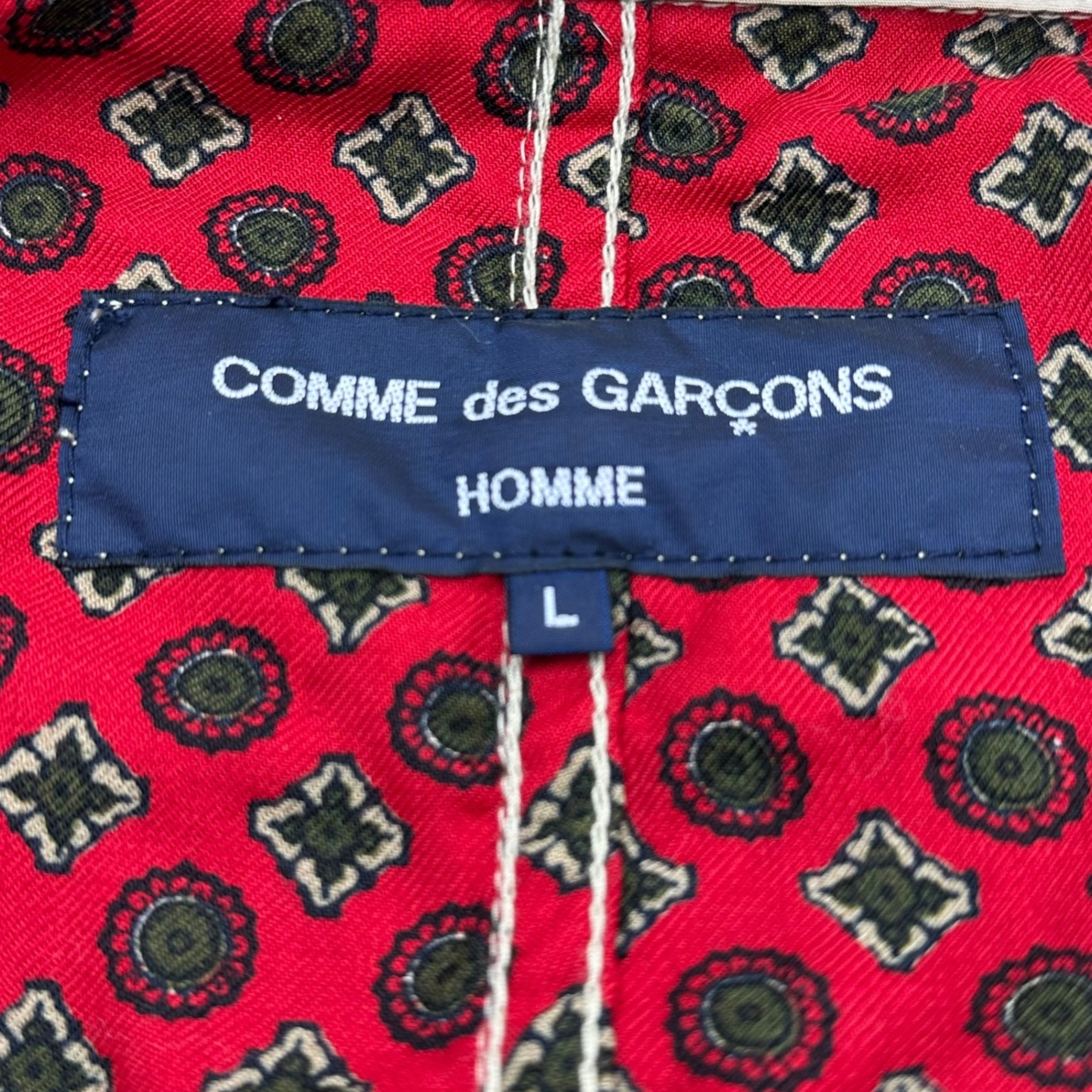 COMME des GARCONS HOMME(コムデギャルソンオム) 04SS Lined Paisley Cotton Tailored Jacket 裏地 ペイズリー コットン テーラード ジャケット HM-J006 L ベージュ×レッド AD2003