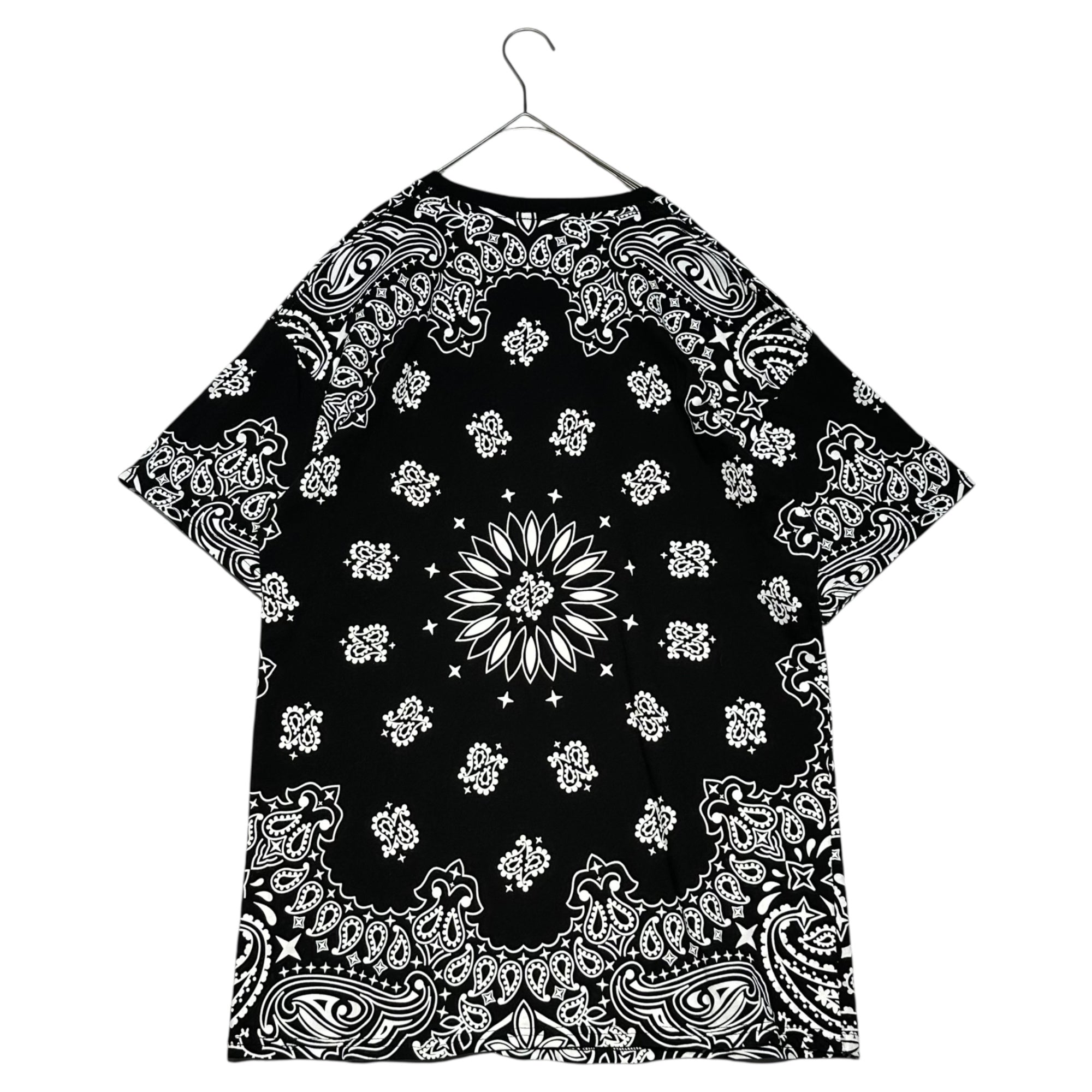 SUPREME(シュプリーム) 22AW Hanes Bandana Tagless Tees バンダナ柄 プリント Tシャツ L ブラック×ホワイト ヘインズ
