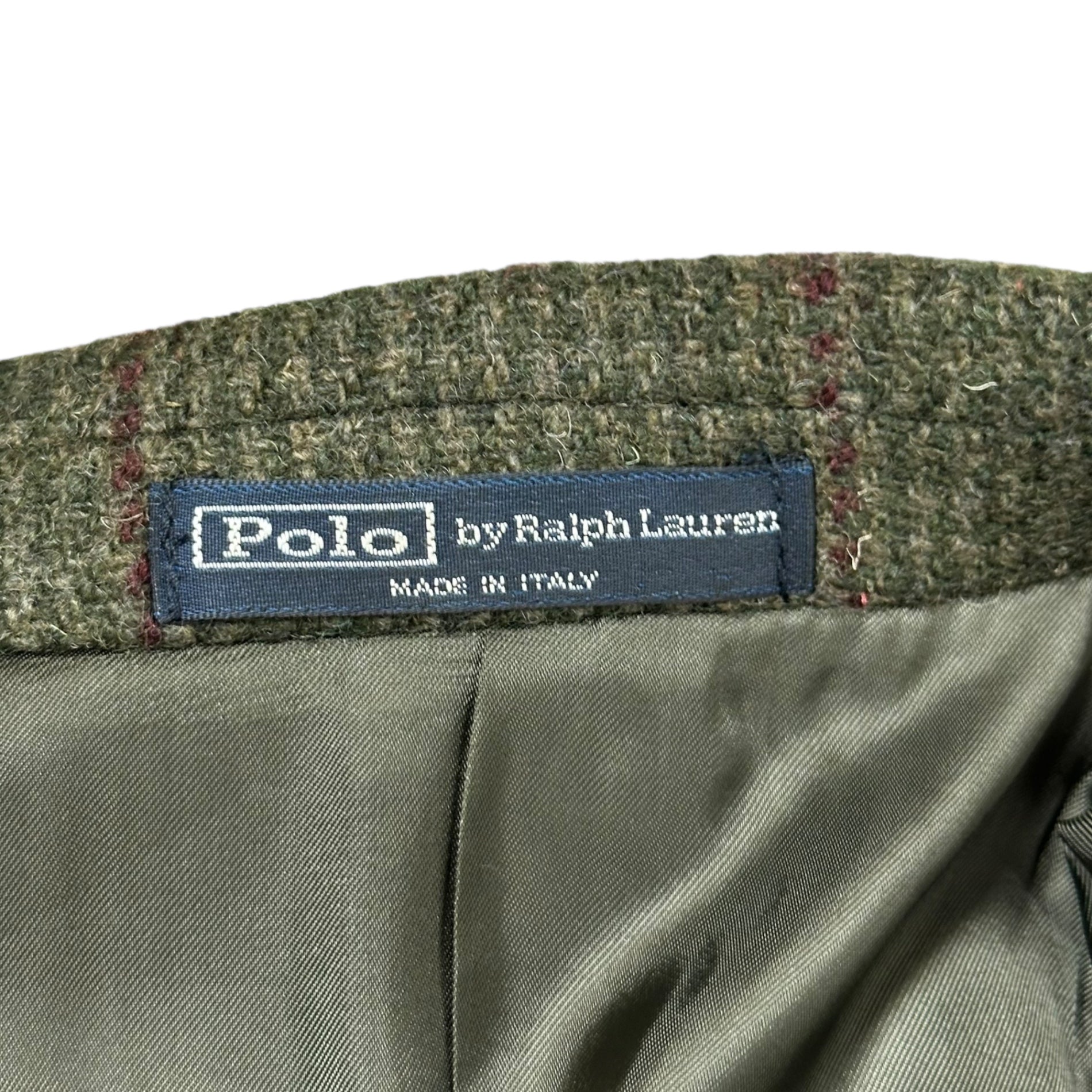 POLO RALPH LAUREN(ポロラルフローレン) ITALY made Elbow Patch Tweed Jacket エルボーパッチ ツイード ジャケット BR-RK-HW-3122 36R(S程度) オリーブ ウール クルミボタン イタリア製