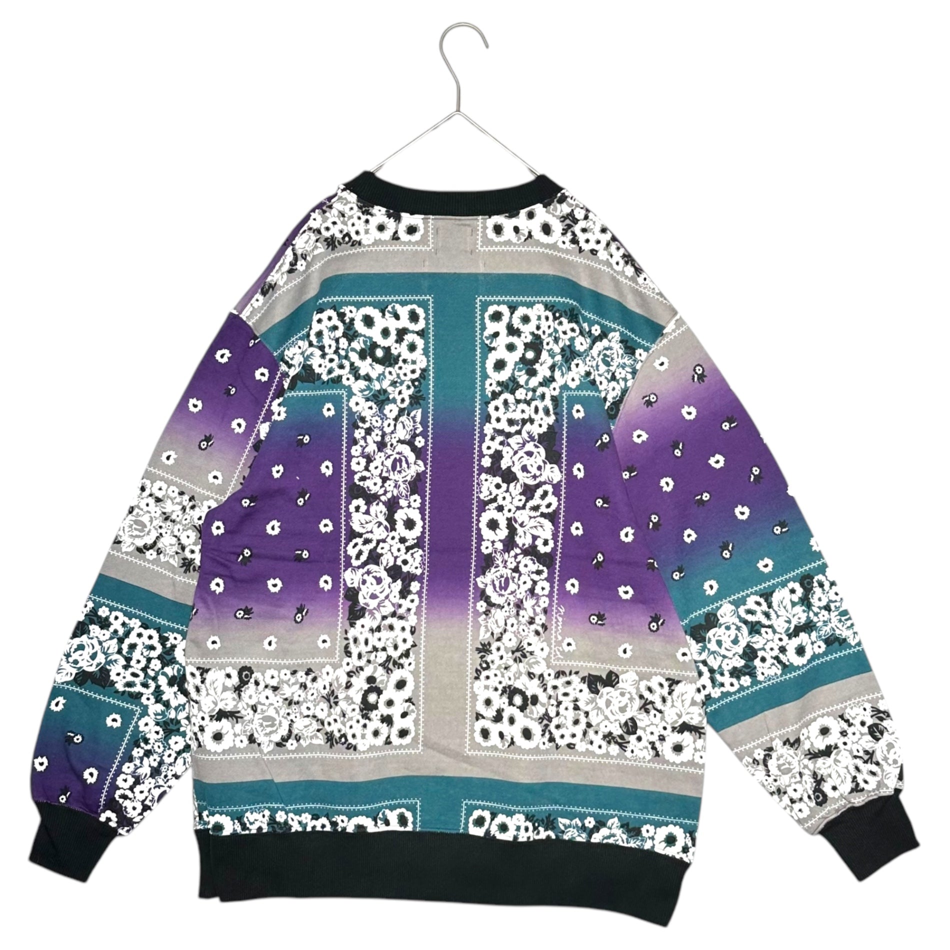 NEEDLES×NOMA(ニードルズ×ノマ) 22AW Crewneck Sweat Shirt - Cotton Jersey 総柄 クルーネック コットン スウェット N34-NNCS01 S パープル×グレー