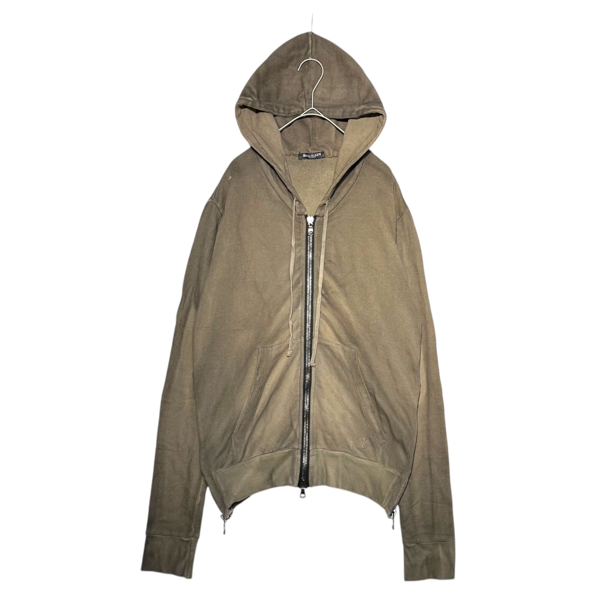 BALMAIN HOMME(バルマンオム) Side Zip Garment Dye Parka サイドジップ ガーメントダイ パーカー J643 B558B S ブラウン 製品染め