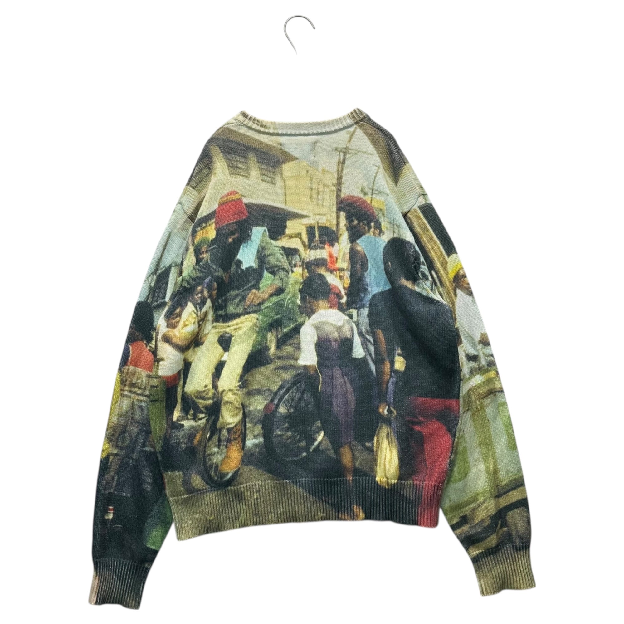 STUSSY(ステューシー) Peter Tosh Print Sweater ピーター トッシュ プリント セーター 117145 S アイボリー×マルチカラー