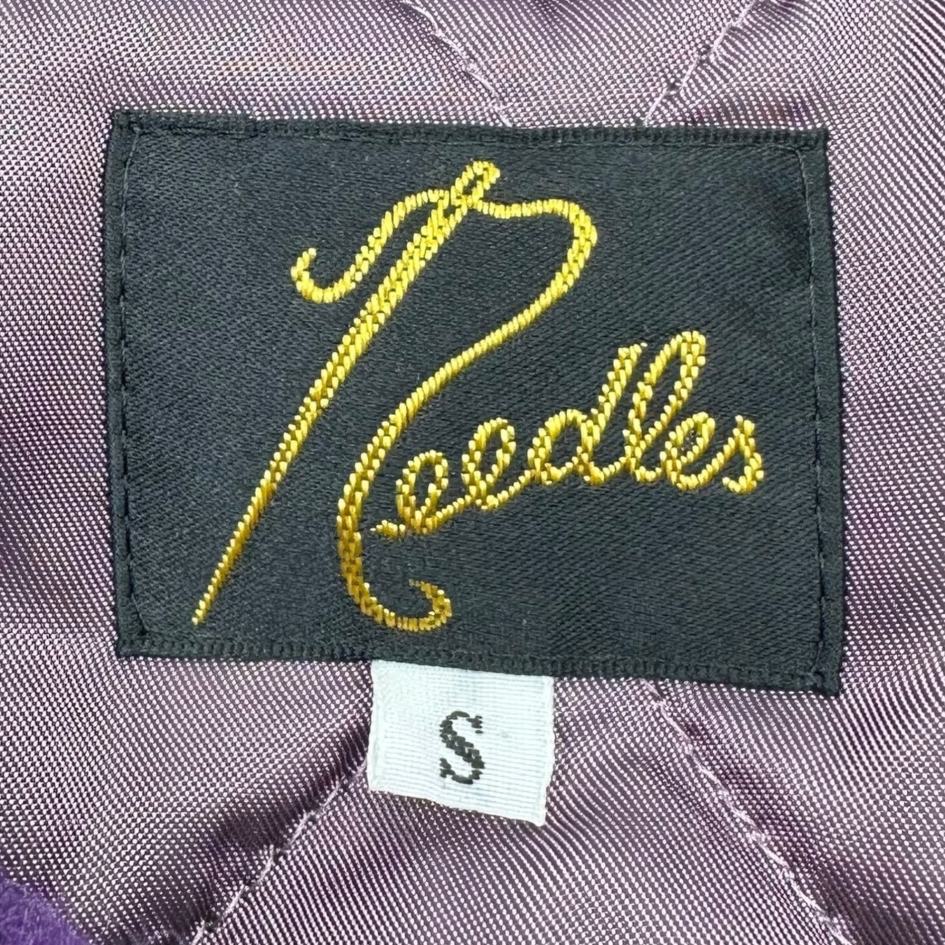 NEEDLES(ニードルズ) 22AW COACH JACKET-W/N/AC/PE SHAGGY シャギー ウール ゼブラ柄 コーチ ジャケット LQ111 S パープル×ブラック ブルゾン ロゴ ワッペン