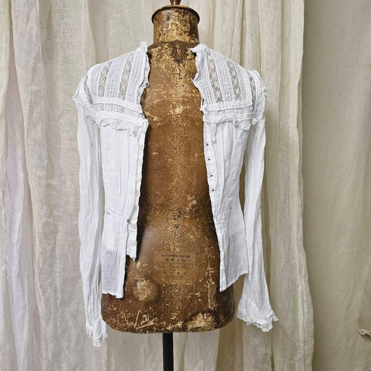 Euro antique(ヨーロッパアンティーク) 1900's~ antique victoria lace blouse アンティーク ヴィクトリアンレースブラウス 表記無し(Sサイズ程度) ホワイト 所々シミ有