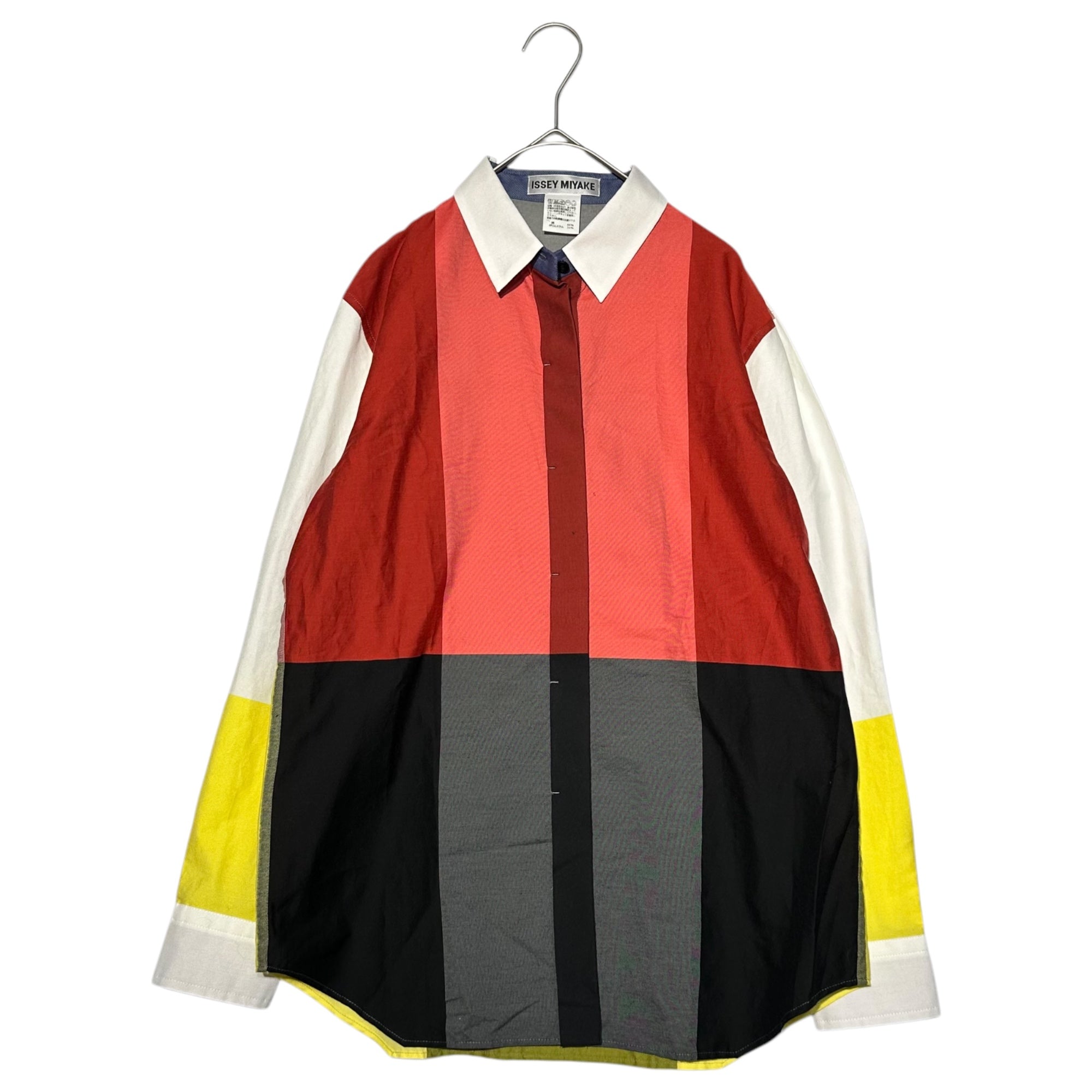 ISSEY MIYAKE(イッセイミヤケ) Panel Print Regular Collar Long Sleeve Shirt パネル プリント レギュラーカラー 長袖 シャツ IM33FJ500 2(M程度) ピンク×ホワイト
