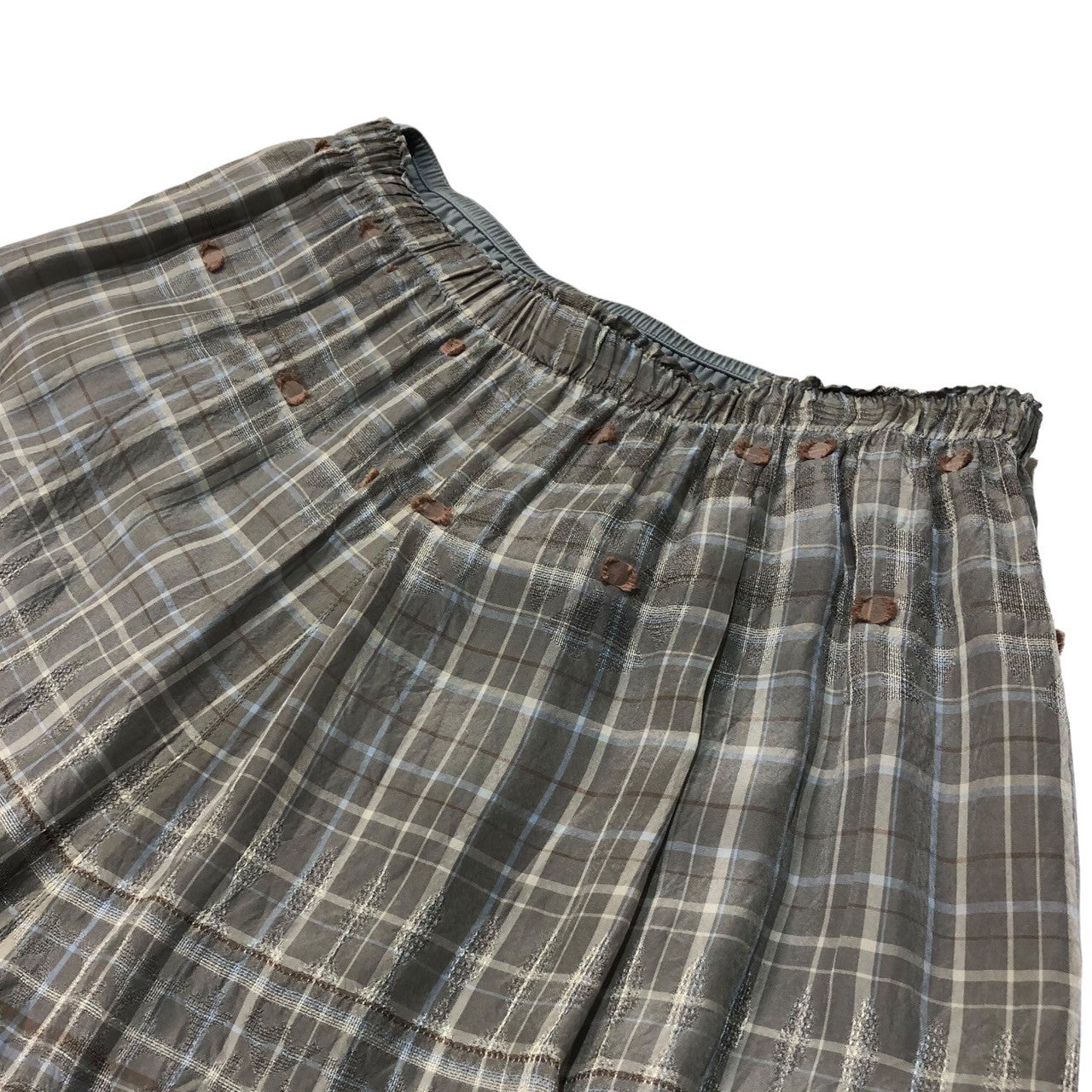 Haat ISSEY MIYAKE(ハートイッセイミヤケ) 00's old plaid long skirt オールド チェック柄 ハーフ パンツ HA41FF515 M グレー×ライトブルー×ブラウン