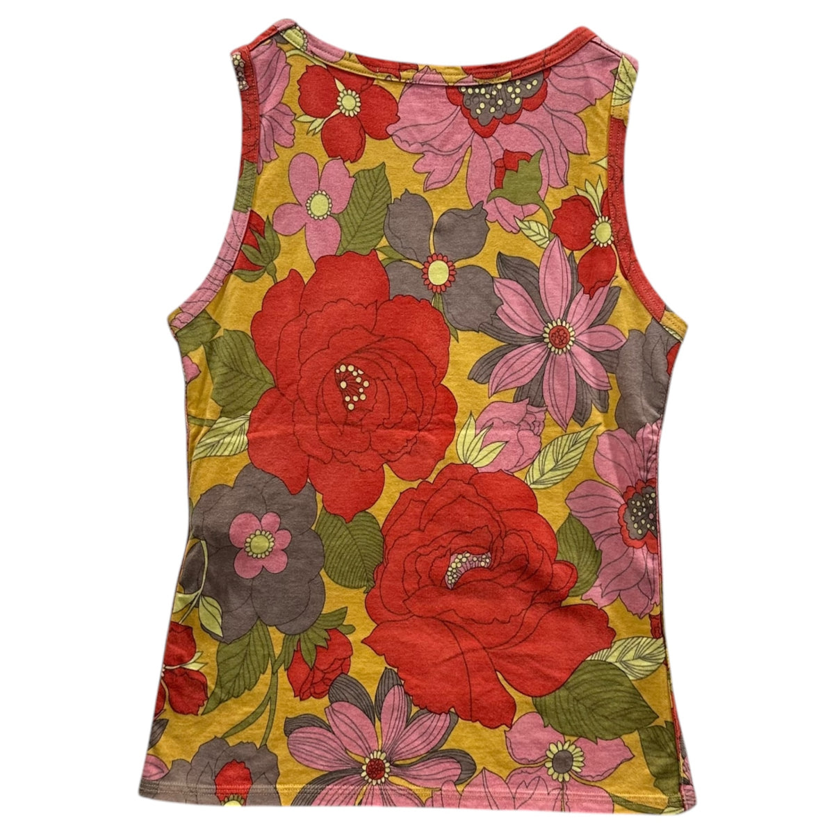 JUNYA WATANABE COMME des GARCONS(ジュンヤワタナベコムデギャルソン) 2002SS ”LOVE IS POWERFUL” Floral Tank Top フローラル タンクトップ JE-T005 表記無(S程度) ピンク×イエロー AD2001