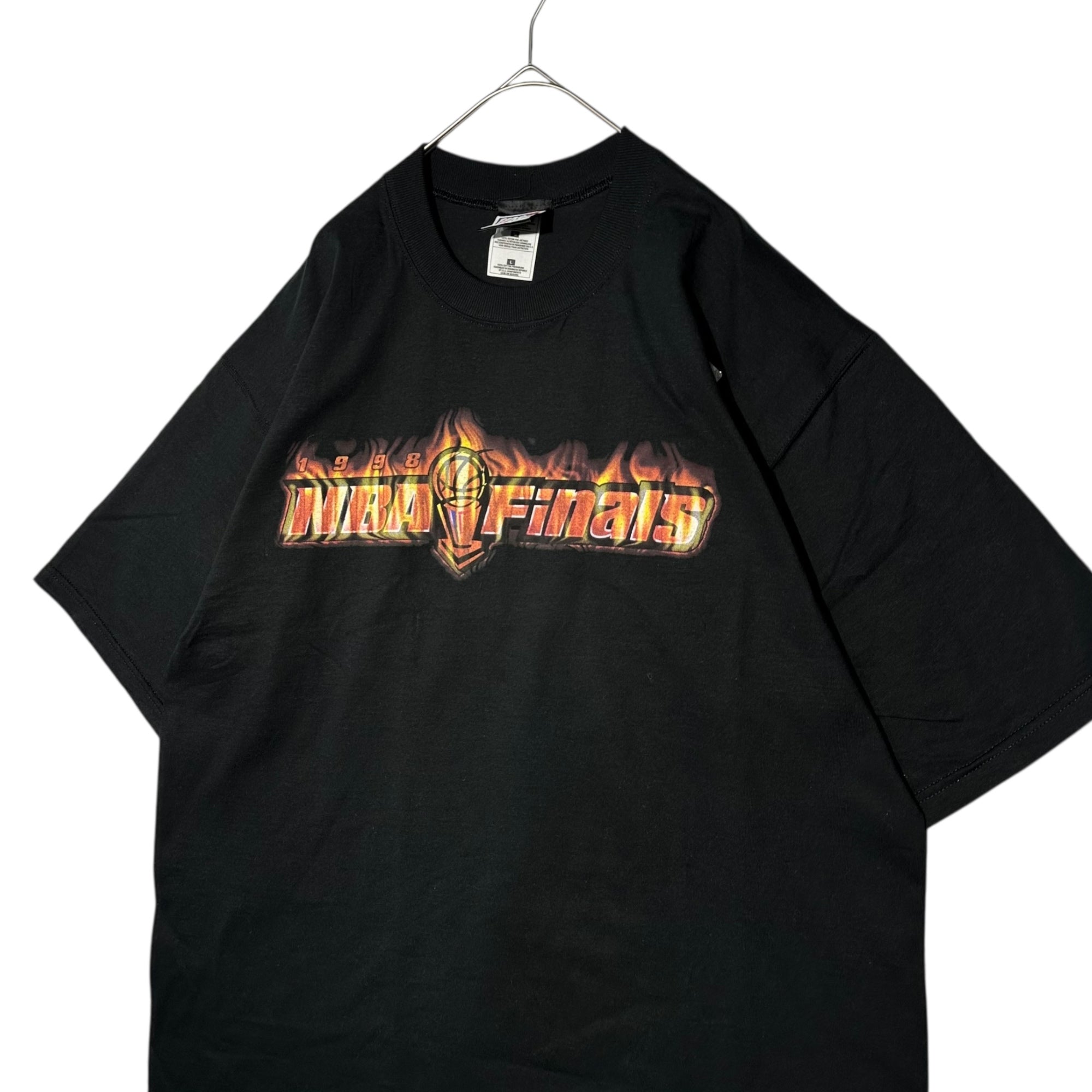 VINTAGE(ヴィンテージ) 1998 NBA Finals Flame Print T-Shirt 1998年 NBA ファイナルズ 炎 プリント Tシャツ L ブラック×オレンジ 90年代 NBA シカゴブルズ