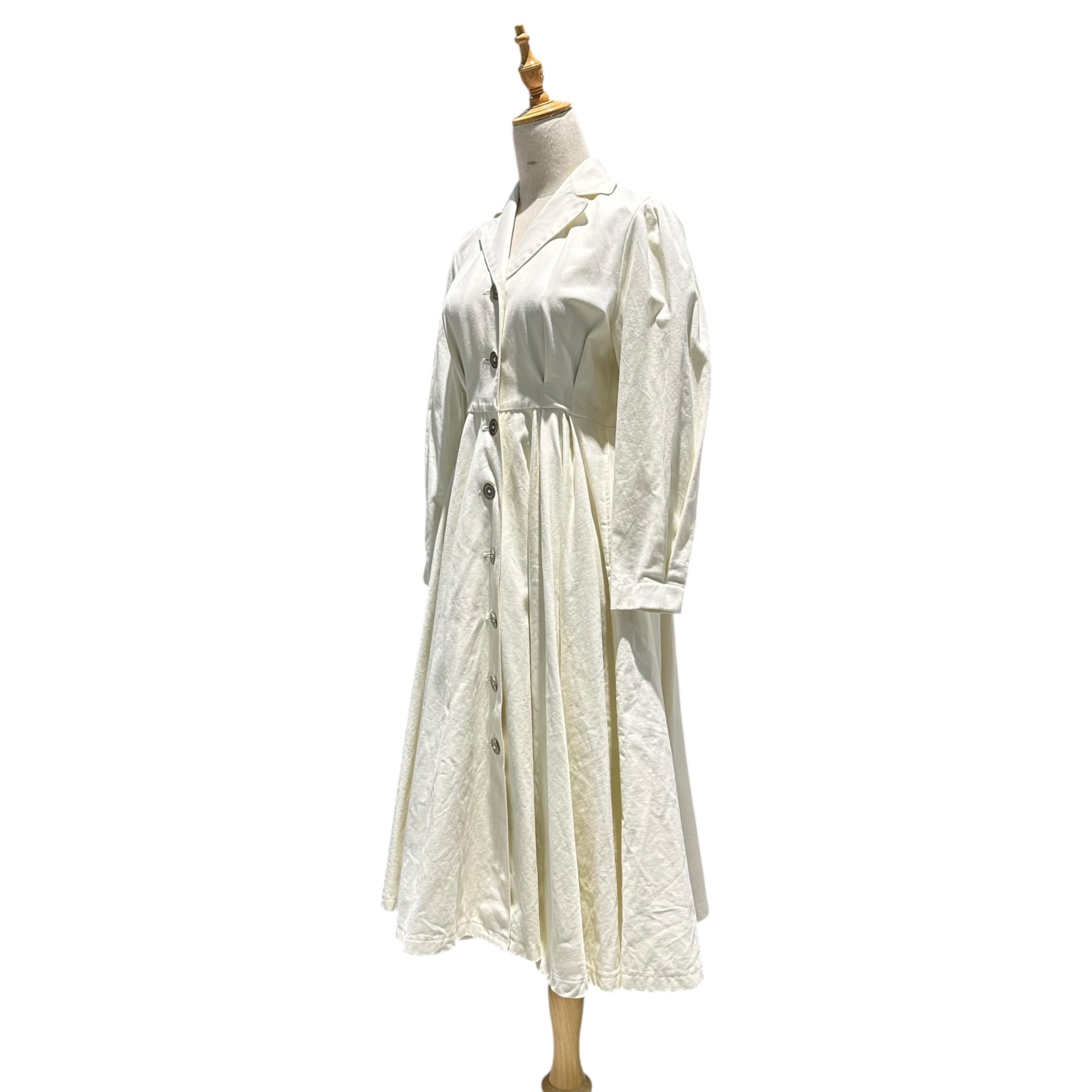 foufou(フーフー) THE DRESS #17 - waltz - open collar gold button dress オープンカラー ゴールド ボタン ドレス 92OP04 O ホワイト ワンピース ロング フレア