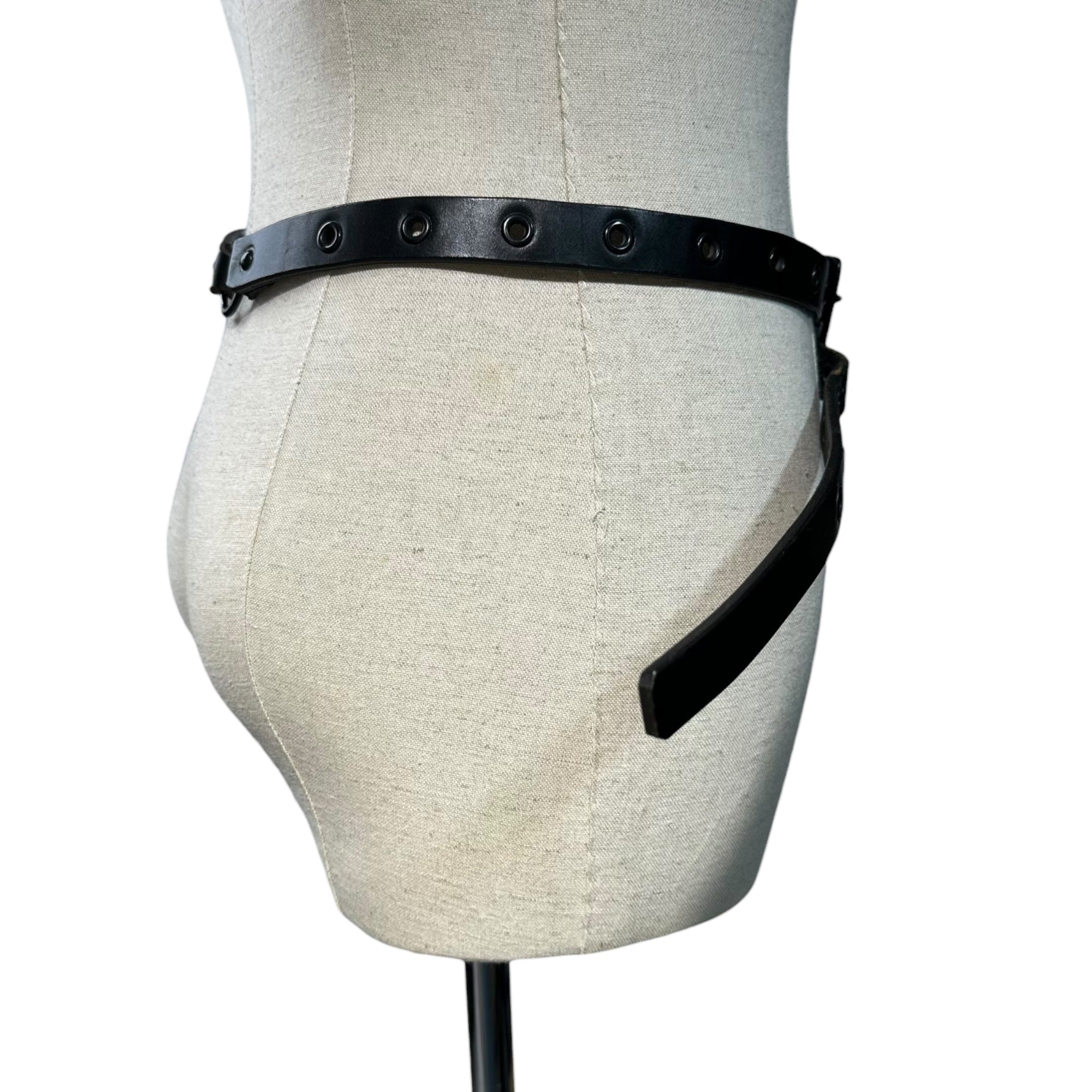 Y's Red Label(ワイズレッドレーベル) Punk Double-Chain Leather Belt パンク チェーン 2連 レザー ベルト ブラック