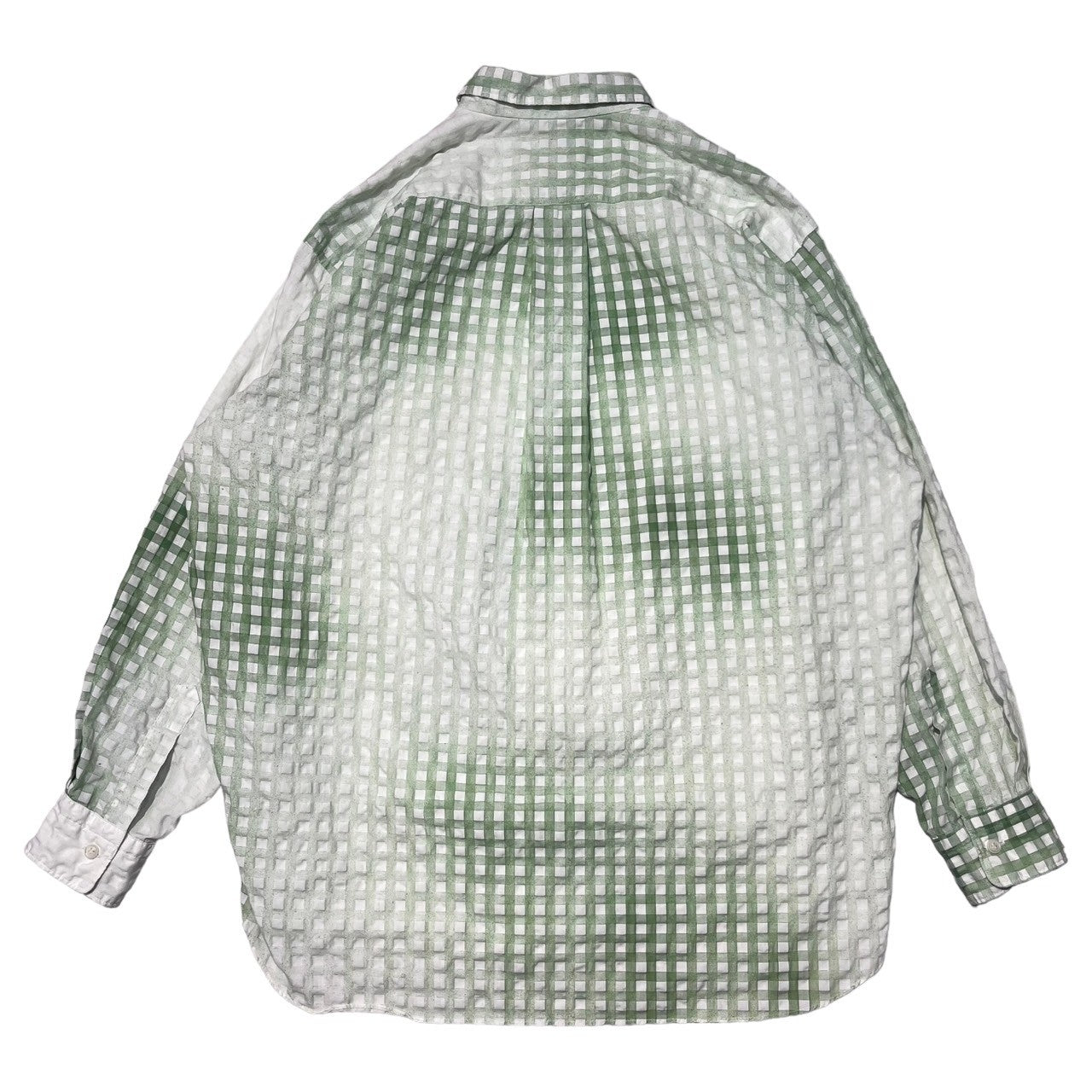 COMME des GARCONS HOMME(コムデギャルソンオム) 90's waffle embossing gradation check shirt/ワッフル型押しグラデーションチェックシャツ/田中啓一 HB-040050 SIZE FREE ホワイト×グリーン AD1998 田中オム