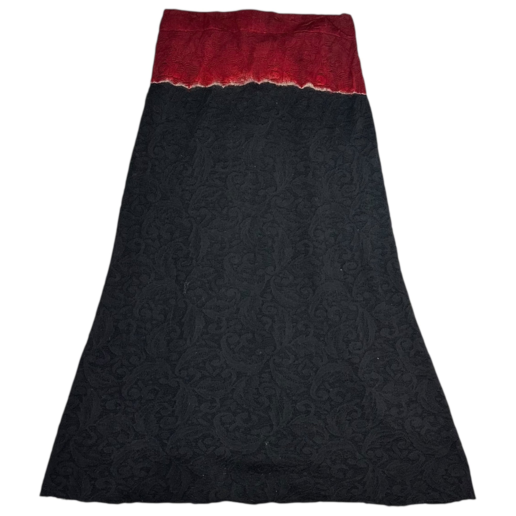 Y's(ワイズ) Front Button Bicolor Lace Long Skirt フロント ボタン バイカラー レース ロング スカート YU-S15-523 3(L程度) ブラック×レッド