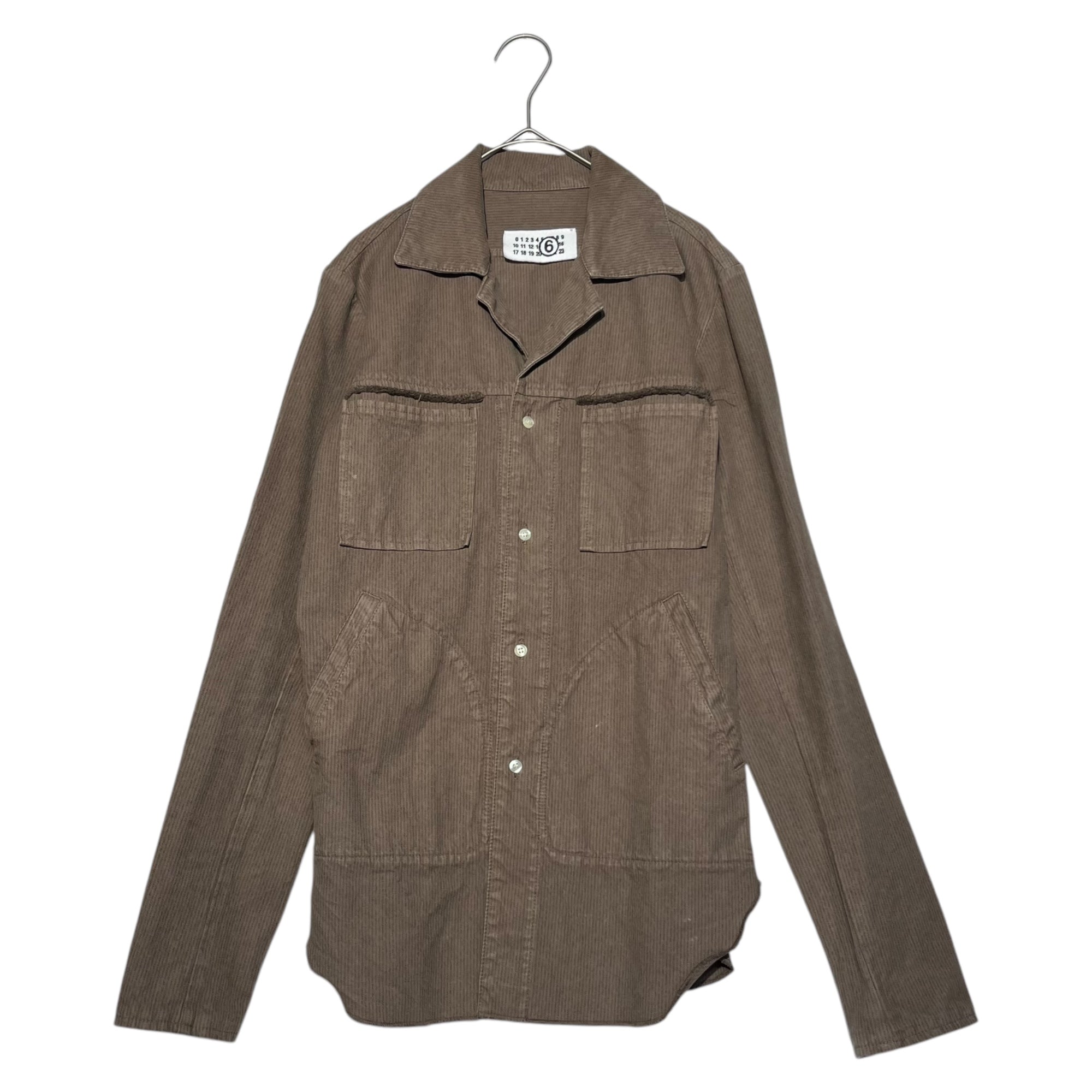 Maison Martin Margiela(メゾン マルタンマルジェラ) 05AW ⑥ Archive striped french work shirt jacket アーカイブ ストライプ フレンチ ワーク シャツ ジャケット 42(L程度) ブラウン アーカイブ 本人期 00s MM6 ここのえ